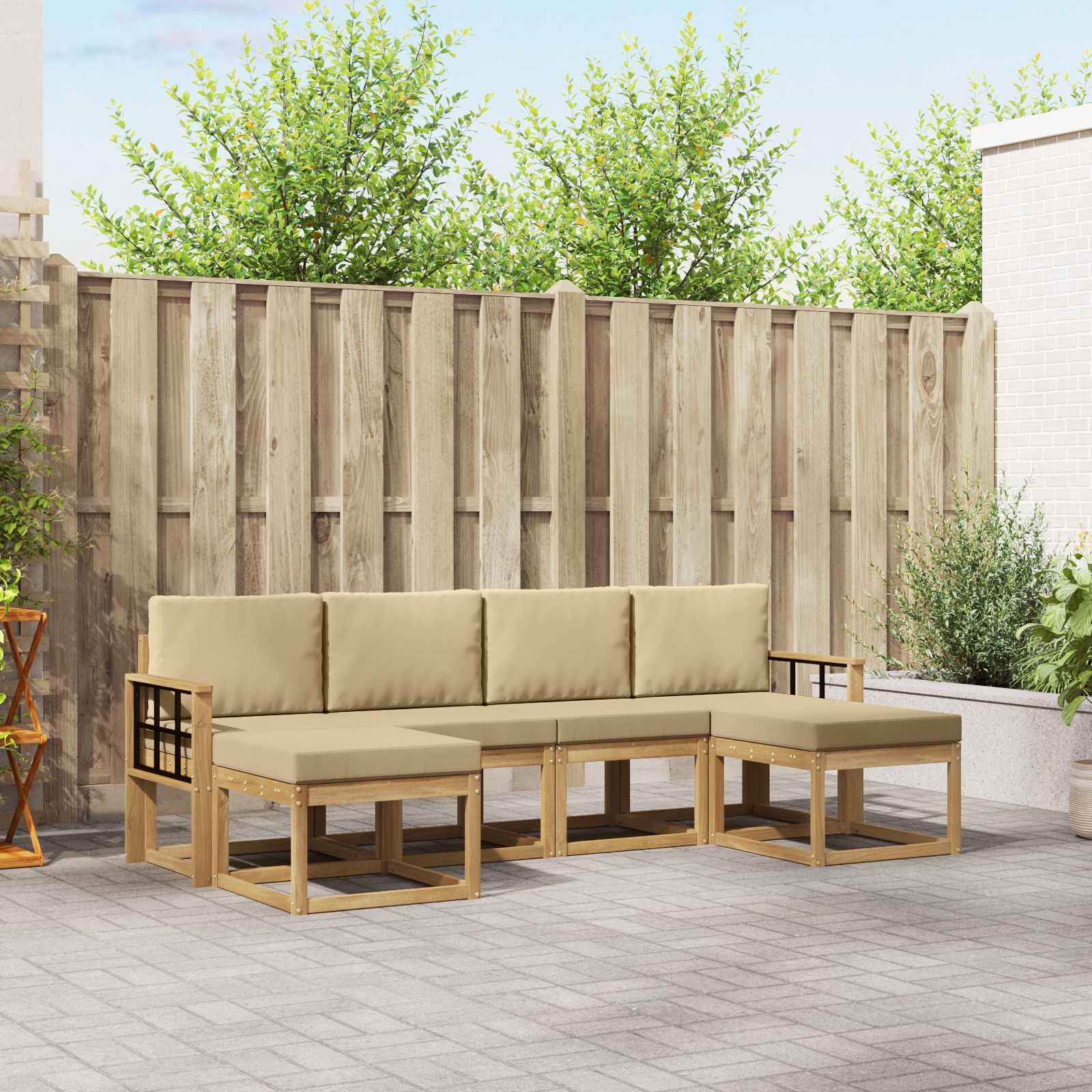 vidaXL Buiten bankenset 6 pcs Naturel Massief Acaciahout