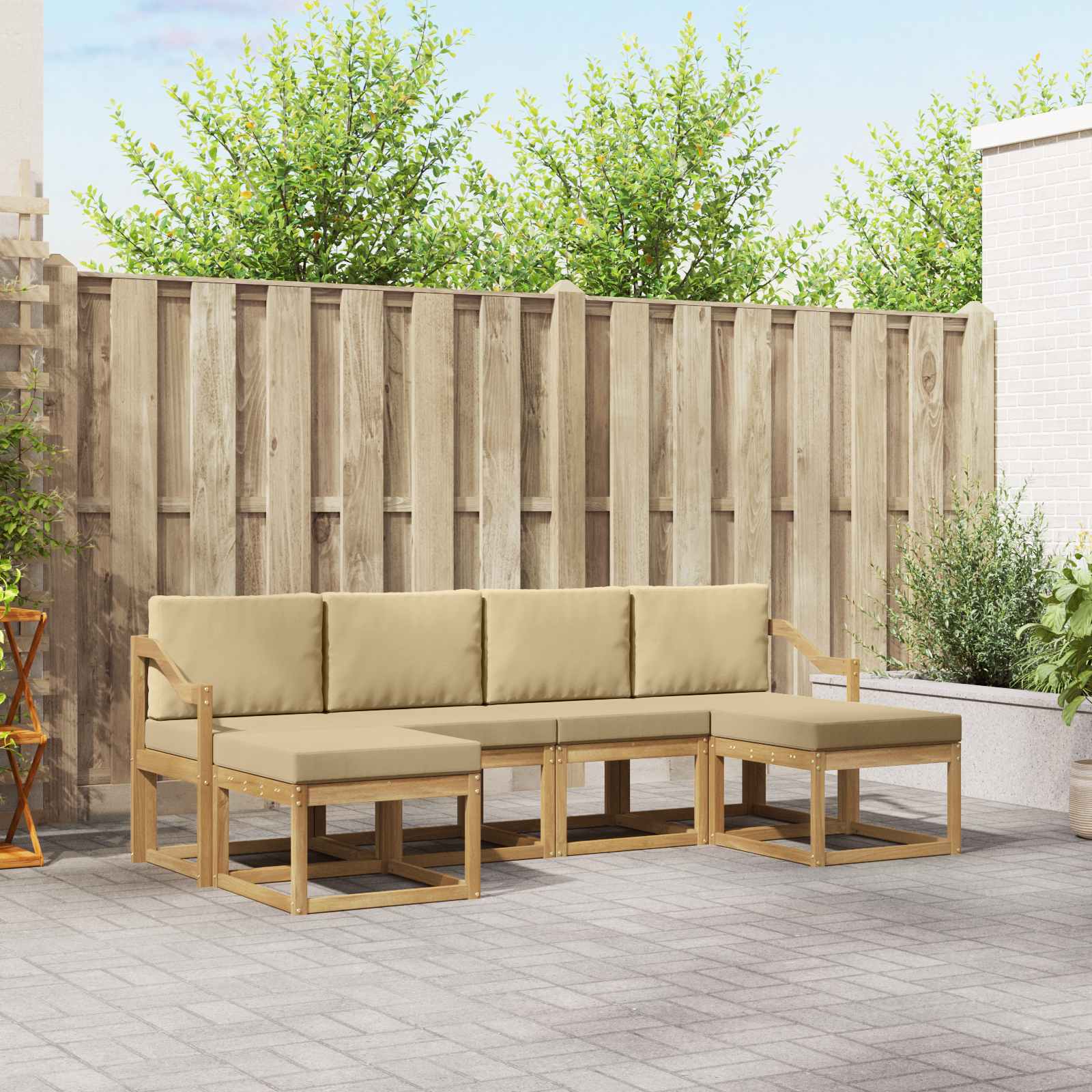 vidaXL Buiten bankenset 6 pcs Naturel Massief Acaciahout