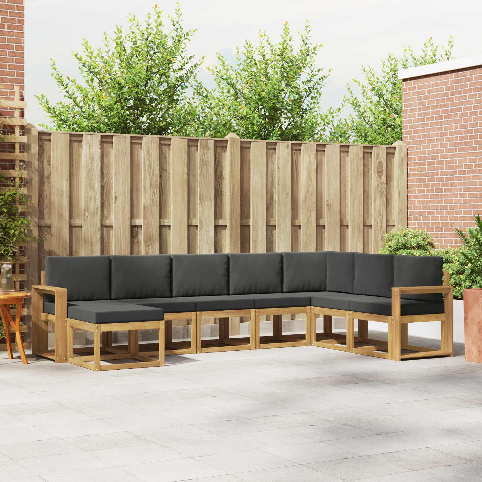 vidaXL Bankstel 8 pcs Natuurlijk en Crème Massief Acaciahout