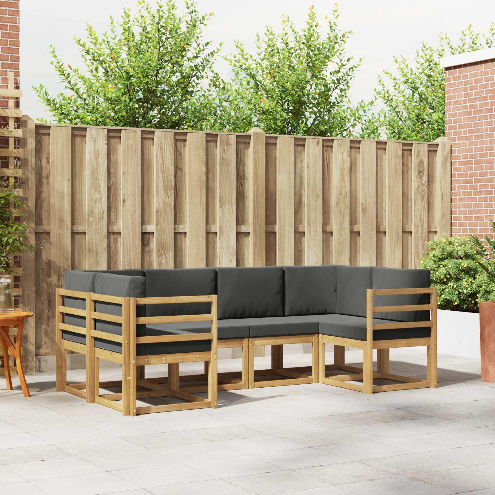 vidaXL Bankstel met kussen 6 pcs Natuurlijk en Crème