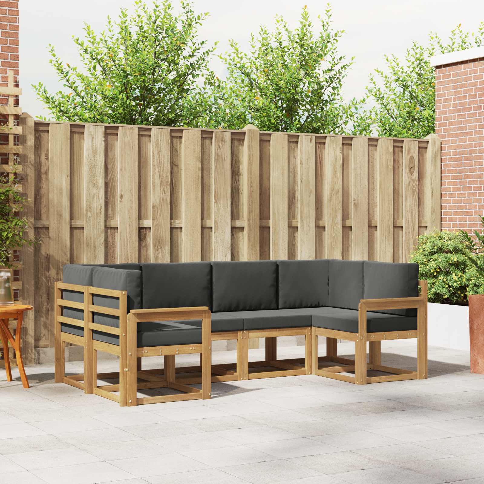 vidaXL Bankstel met kussen 6 pcs Natuurlijk en Crème