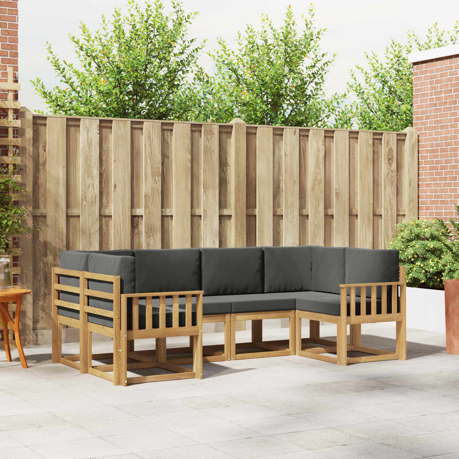 vidaXL Bankstel met kussen 6 pcs Natuurlijk en Crème