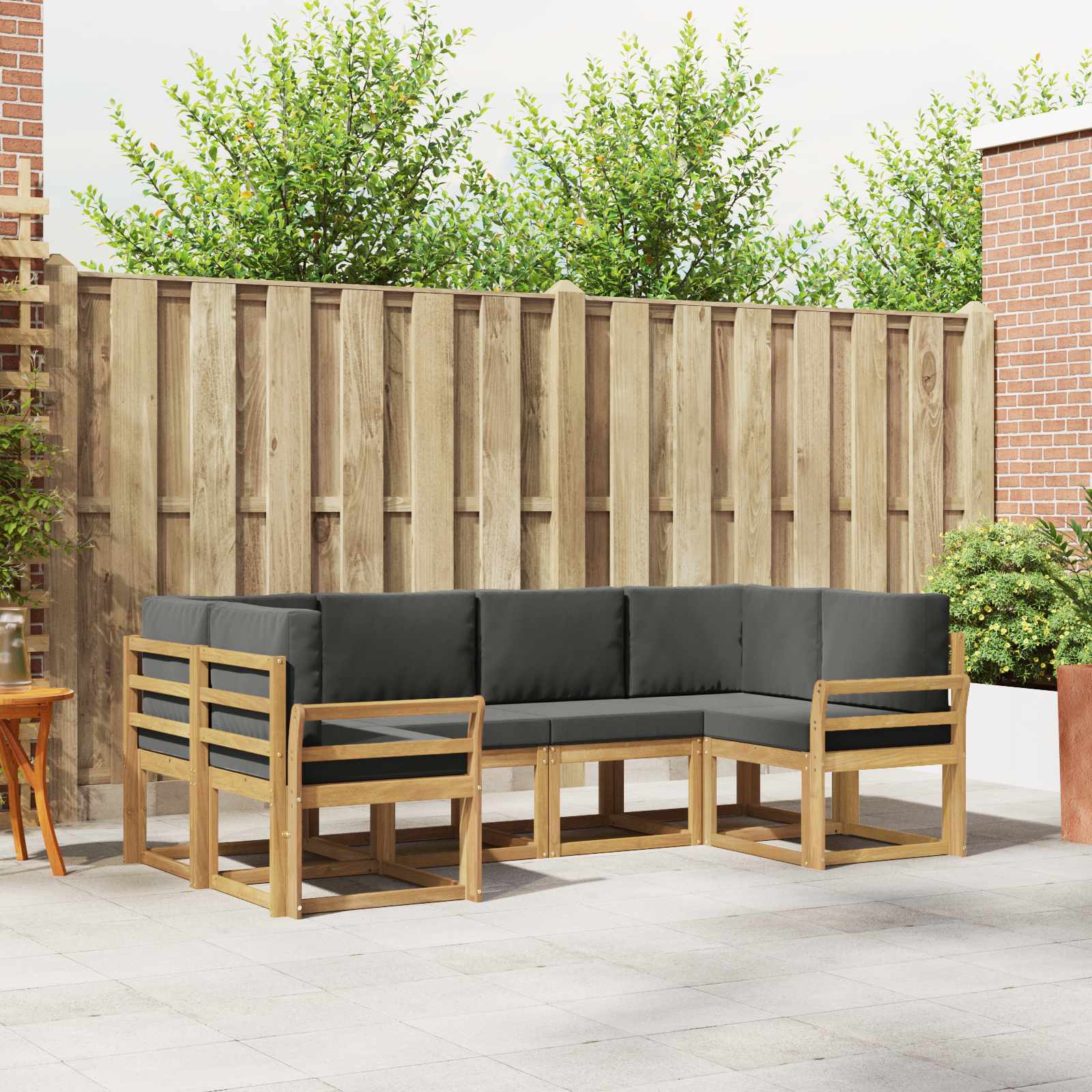 vidaXL Bankstel met kussen 6 pcs Natuurlijk en Crème