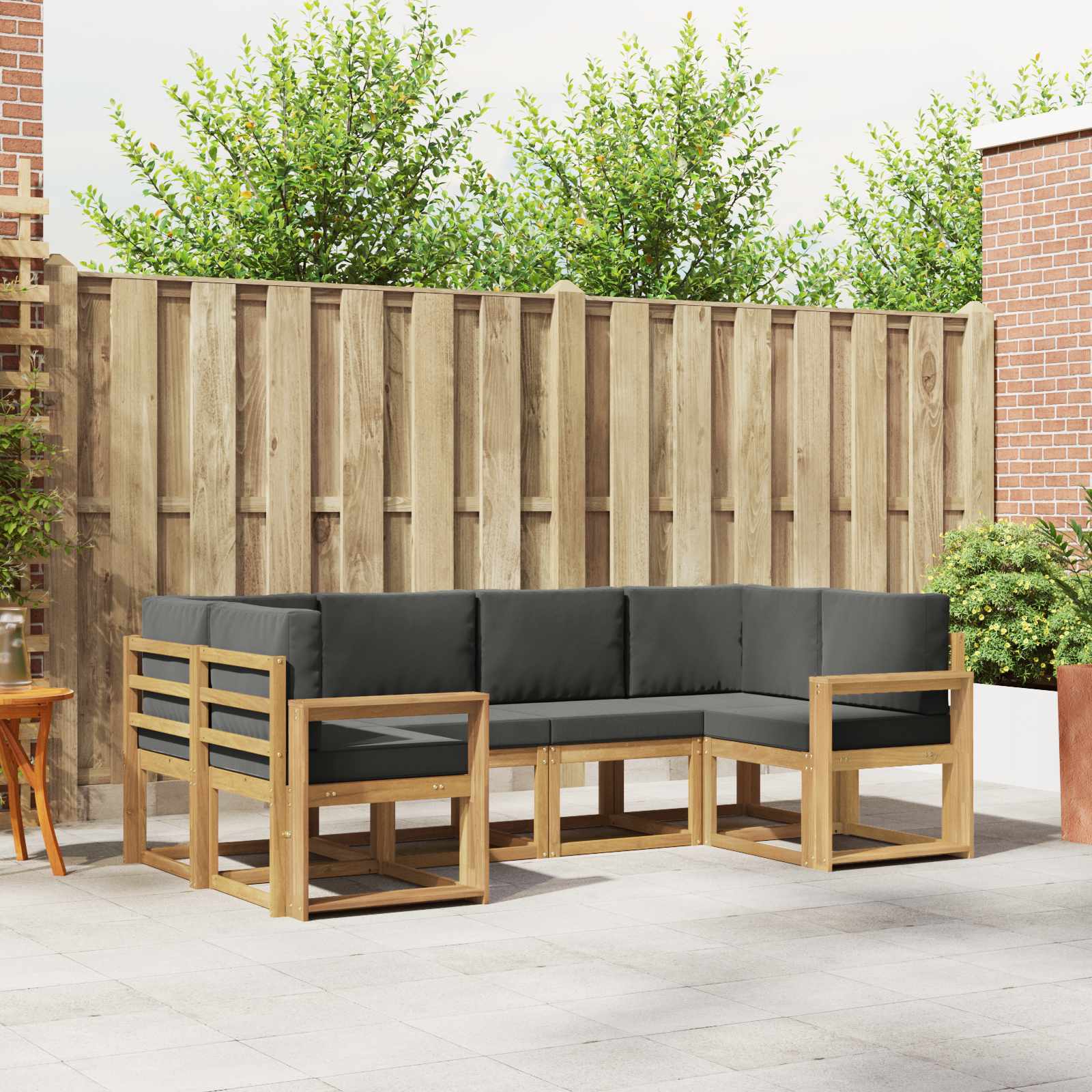 vidaXL Bankstel met kussen 6 pcs Natuurlijk en Crème
