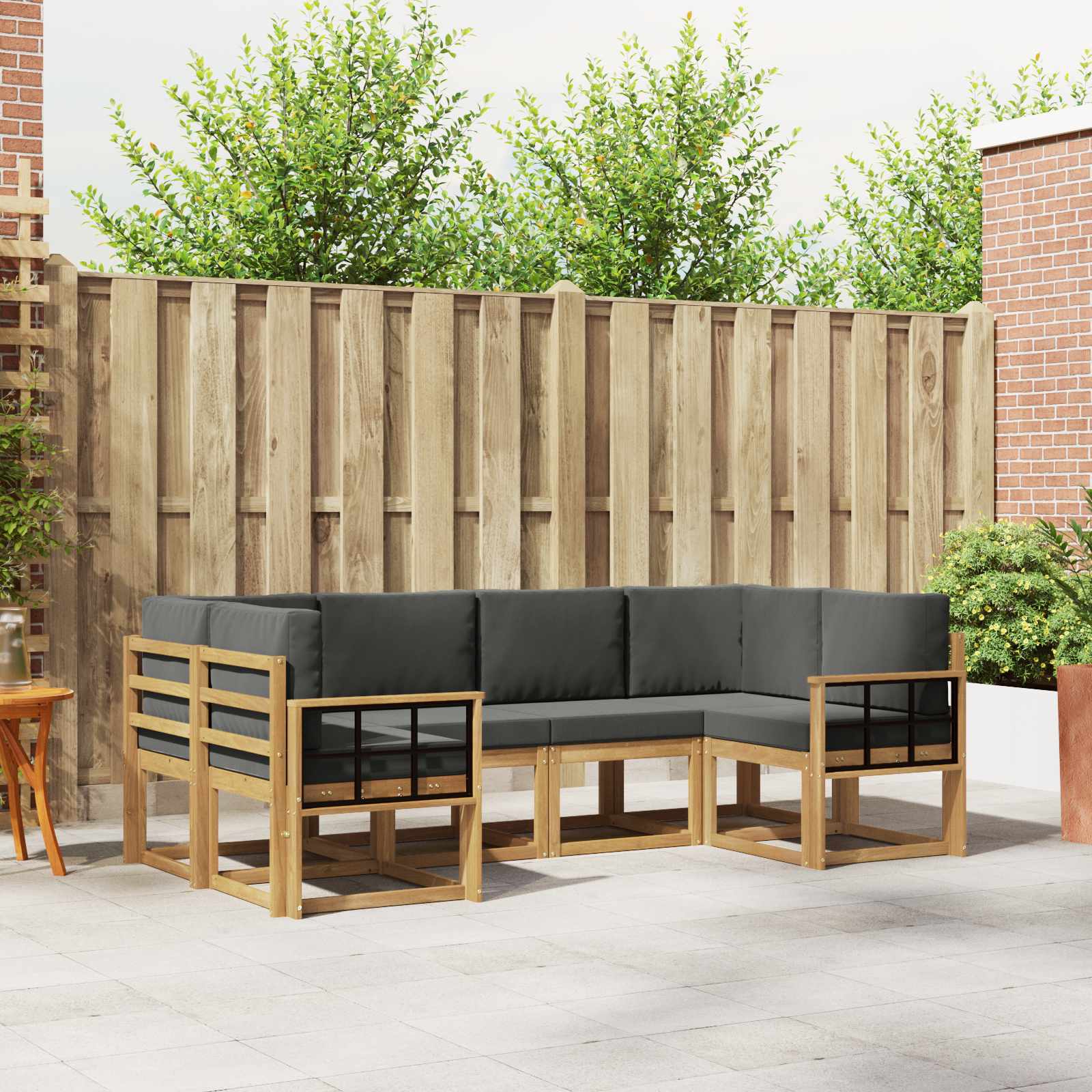 vidaXL Bankstel met kussen 6 pcs Natuurlijk en Crème