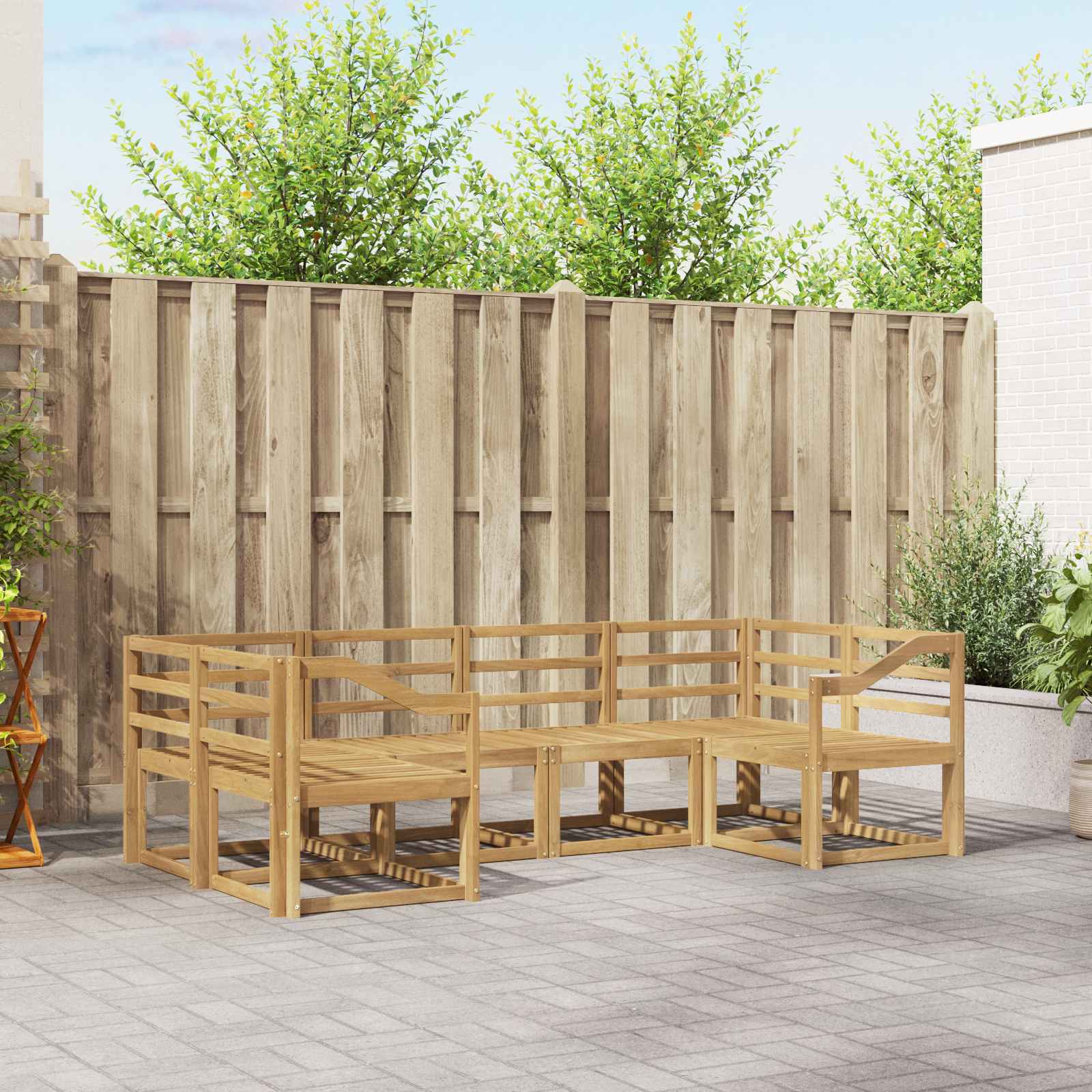 vidaXL Bankstel met kussen 6 pcs Natuurlijk en Crème