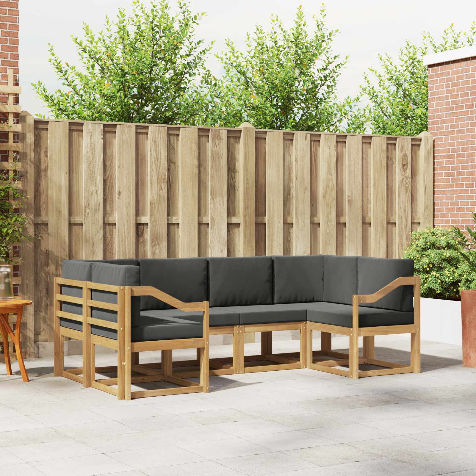 vidaXL Bankstel met kussen 6 pcs Natuurlijk en Crème
