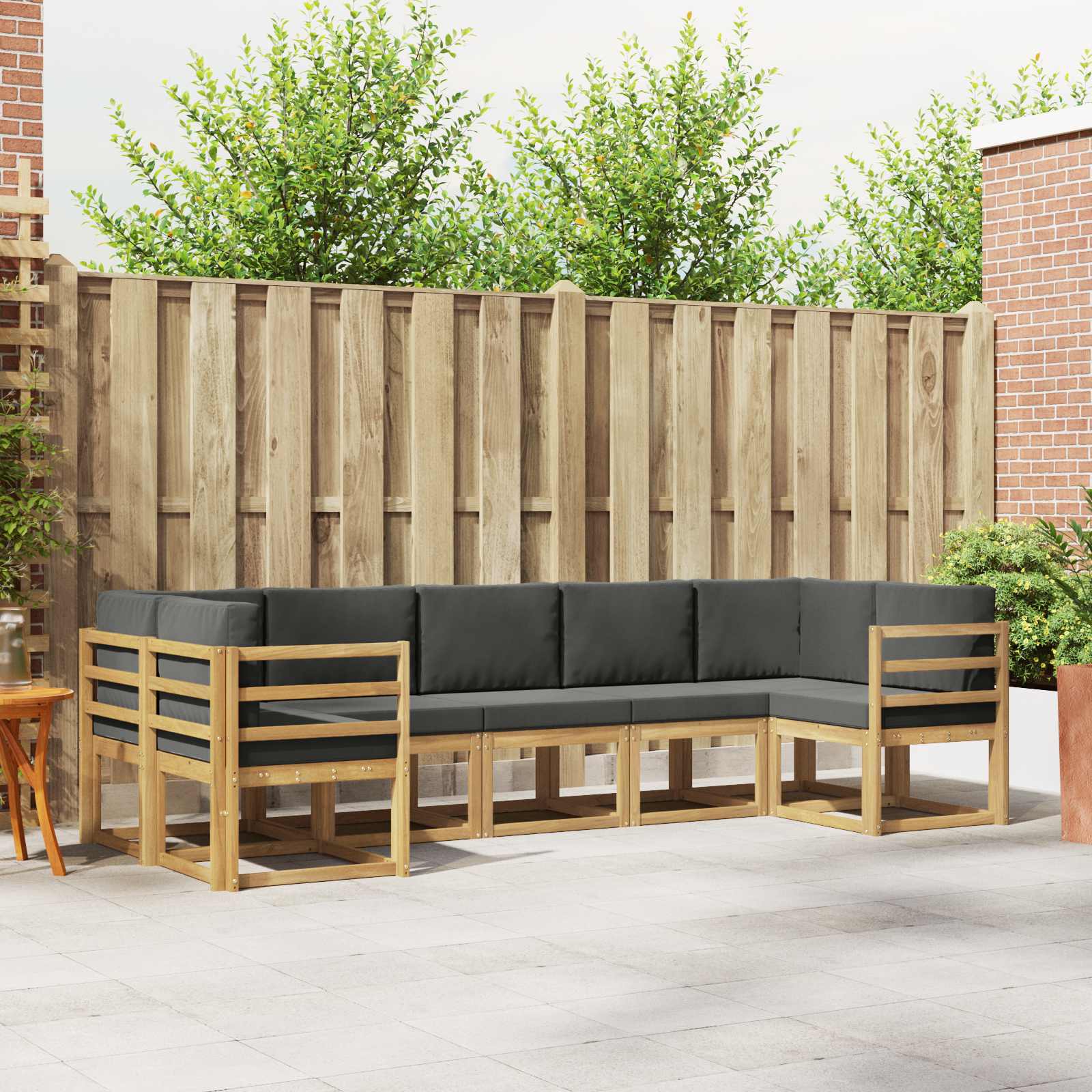 vidaXL Bankstel met kussen 7 pcs Natuurlijk en Crème