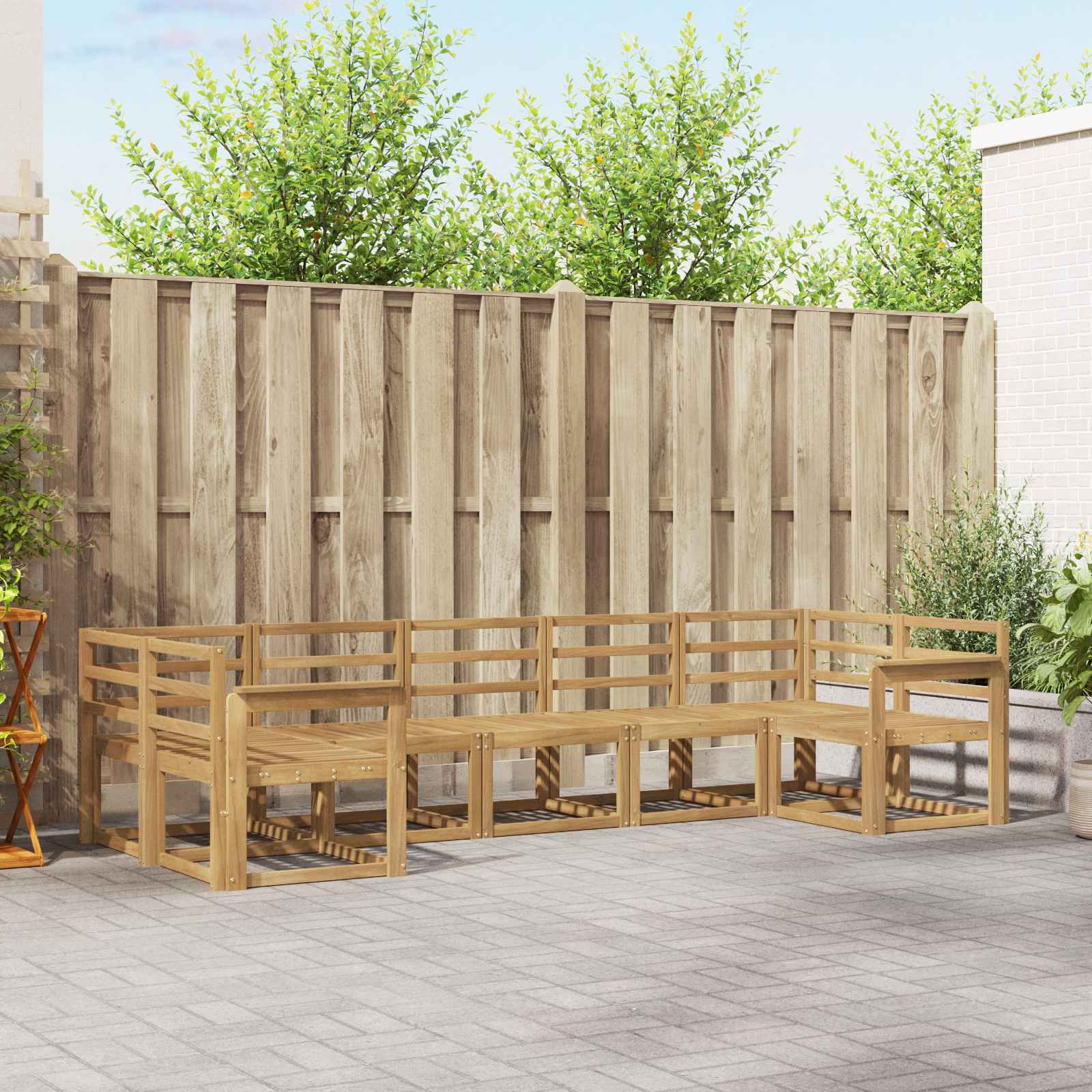 vidaXL Bankstel met kussen 7 pcs Natuurlijk en Crème