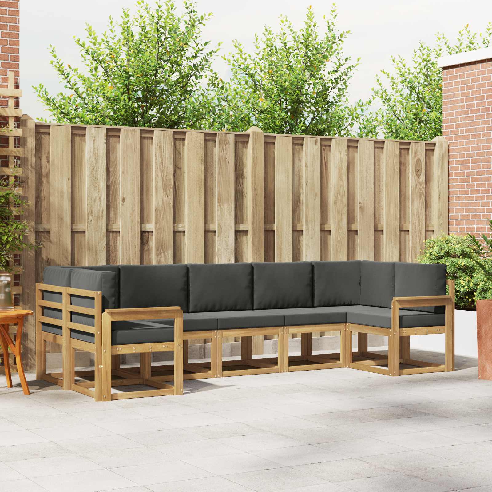 vidaXL Bankstel met kussen 7 pcs Natuurlijk en Crème