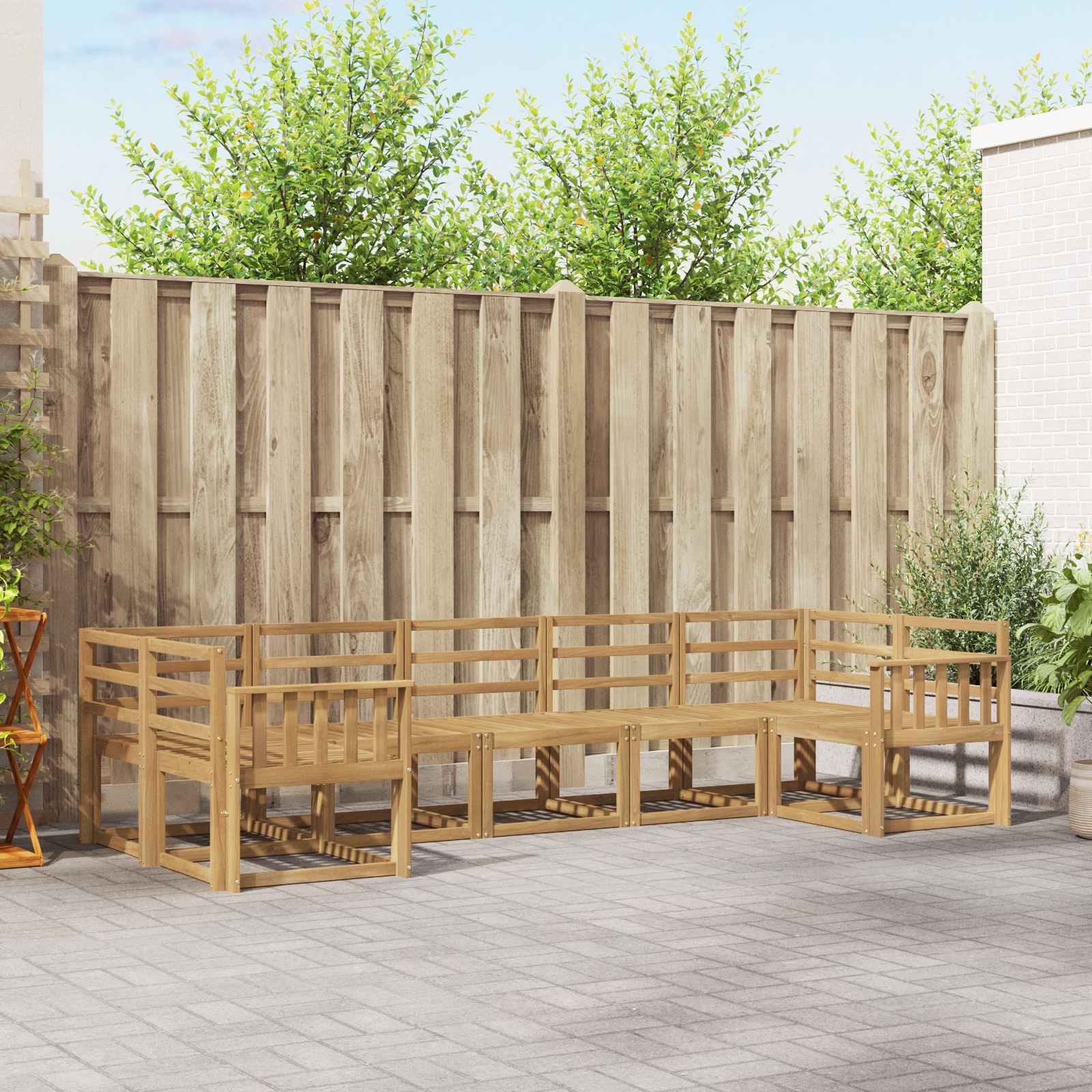 vidaXL Bankstel met kussen 7 pcs Natuurlijk en Crème