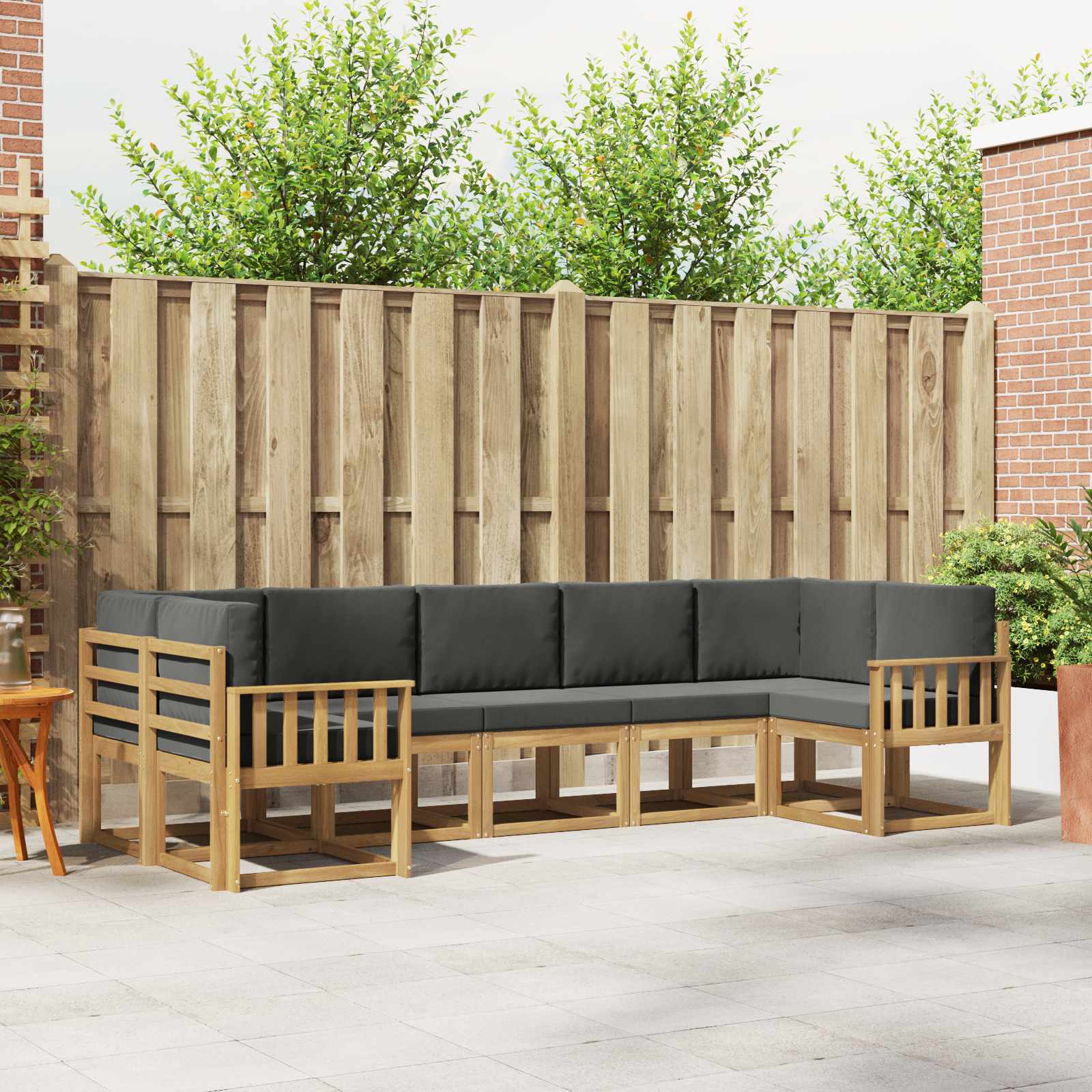 vidaXL Bankstel met kussen 7 pcs Natuurlijk en Crème