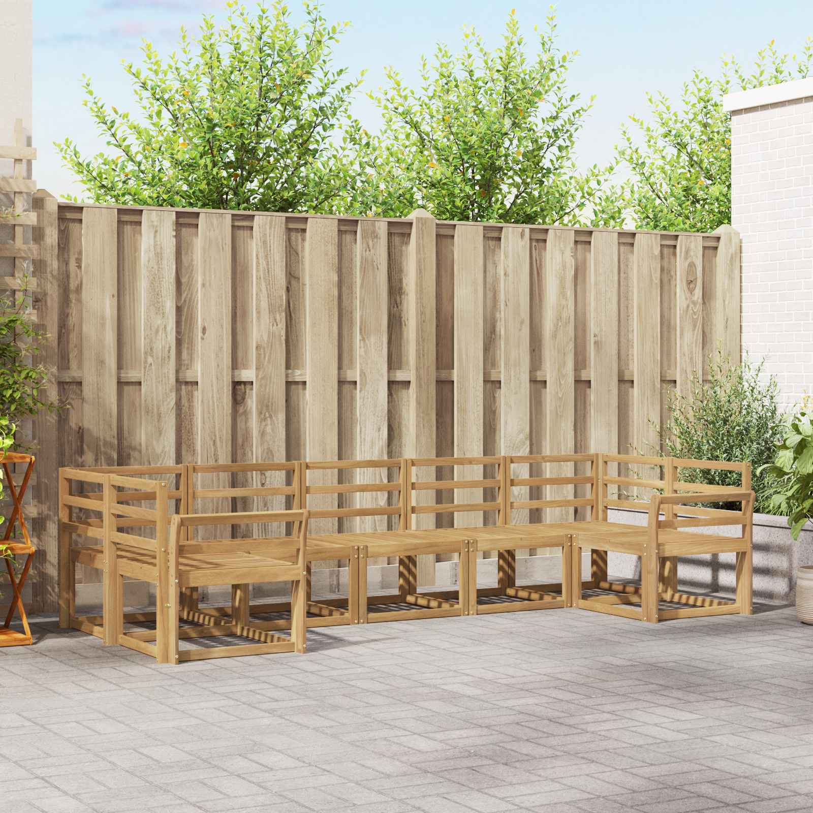 vidaXL Bankstel met kussen 7 pcs Natuurlijk en Crème