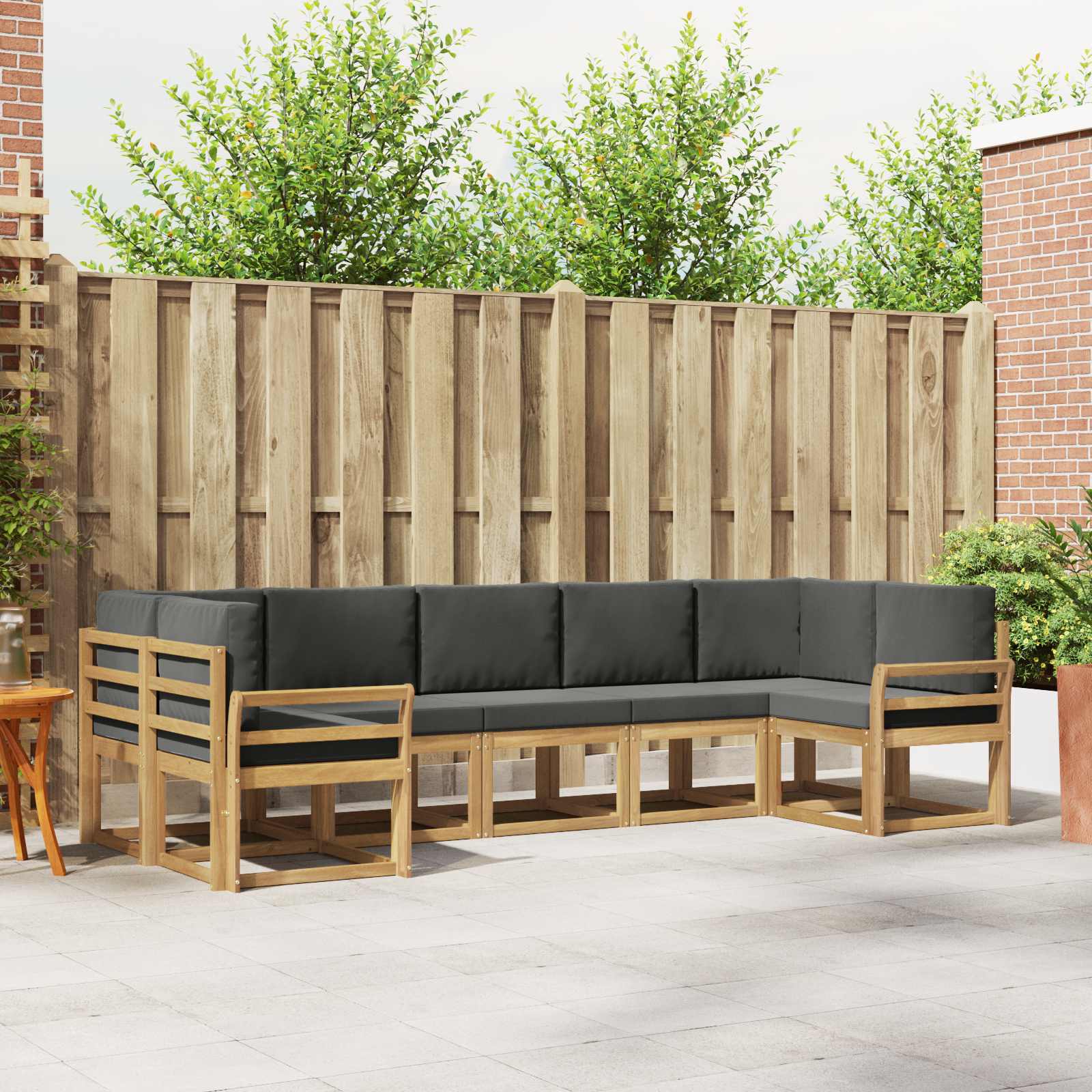 vidaXL Bankstel met kussen 7 pcs Natuurlijk en Crème