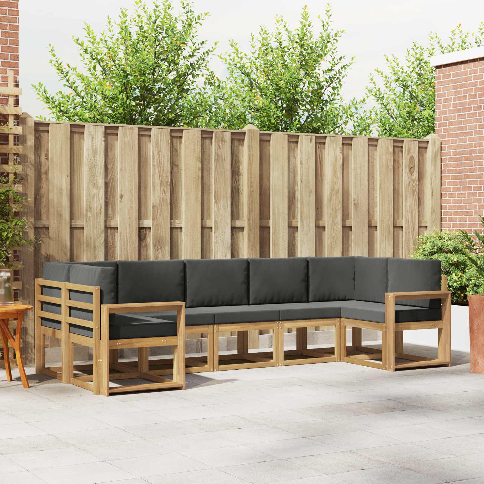 vidaXL Bankstel met kussen 7 pcs Natuurlijk en Crème