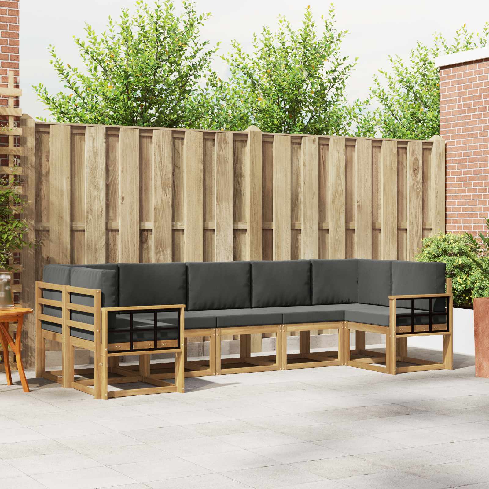 vidaXL Bankstel met kussen 7 pcs Natuurlijk en Crème