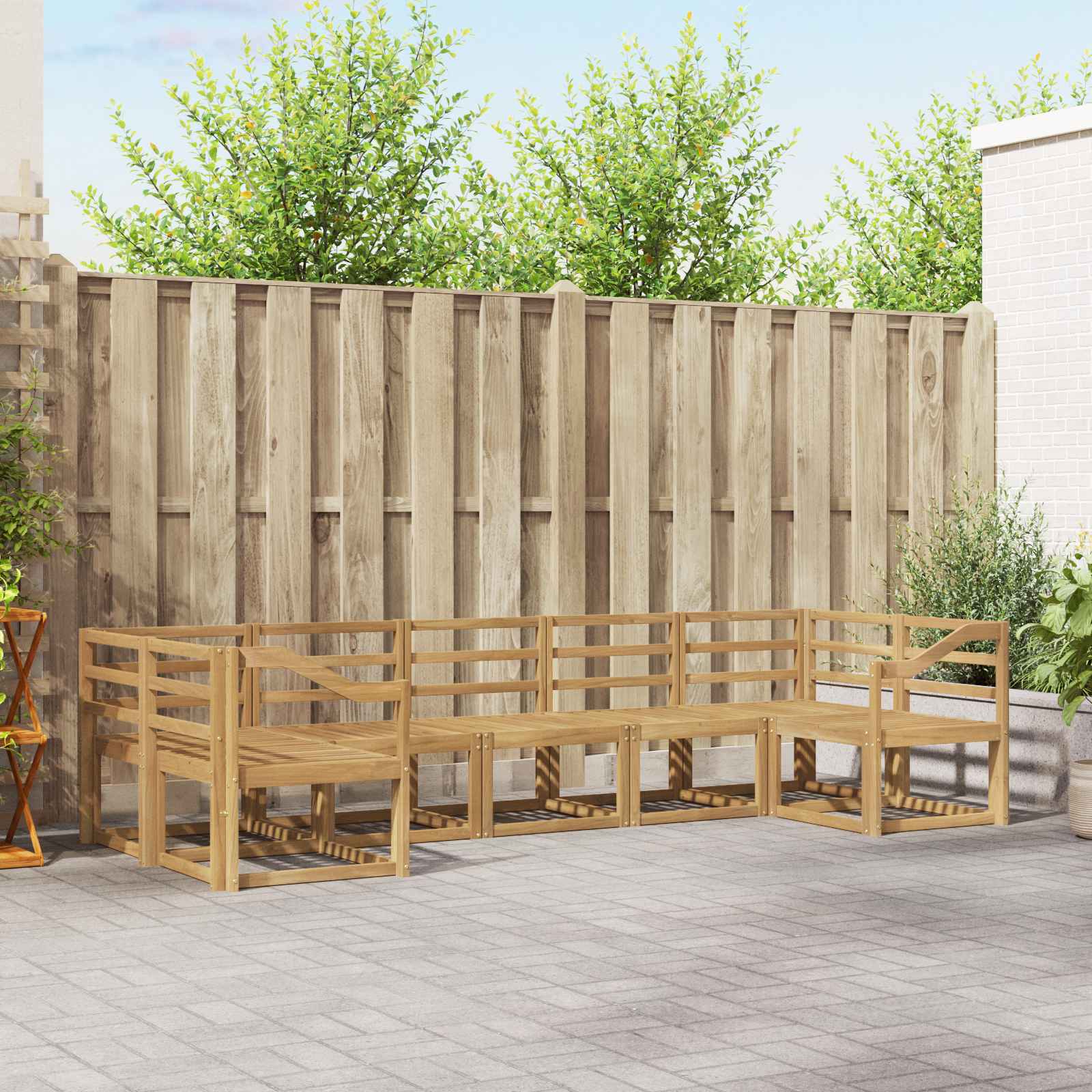 vidaXL Bankstel met kussen 7 pcs Natuurlijk en Crème