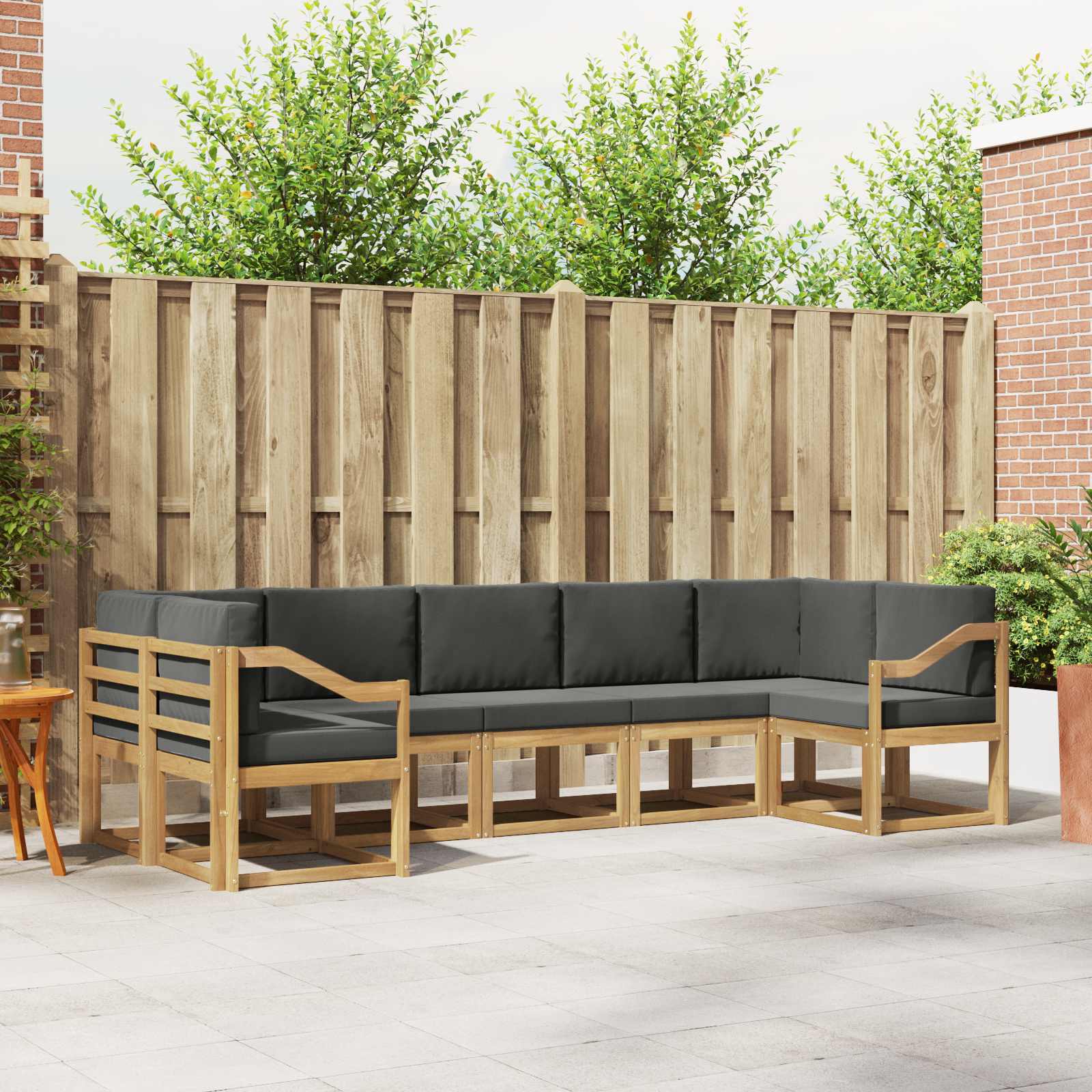 vidaXL Bankstel met kussen 7 pcs Natuurlijk en Crème