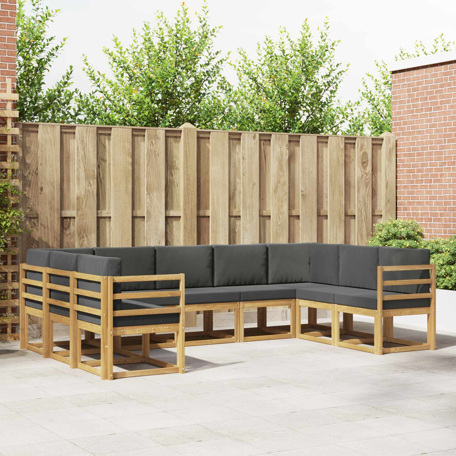 vidaXL Buiten bankenset met kussen 9 pcs Natuurlijk en Crème