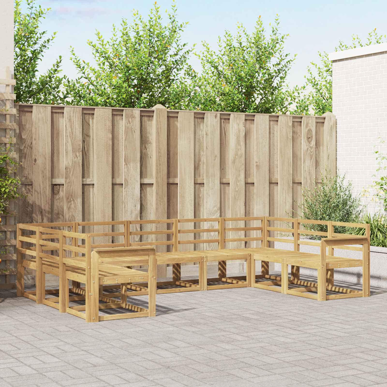 vidaXL Buiten bankenset met kussen 9 pcs Natuurlijk en Crème