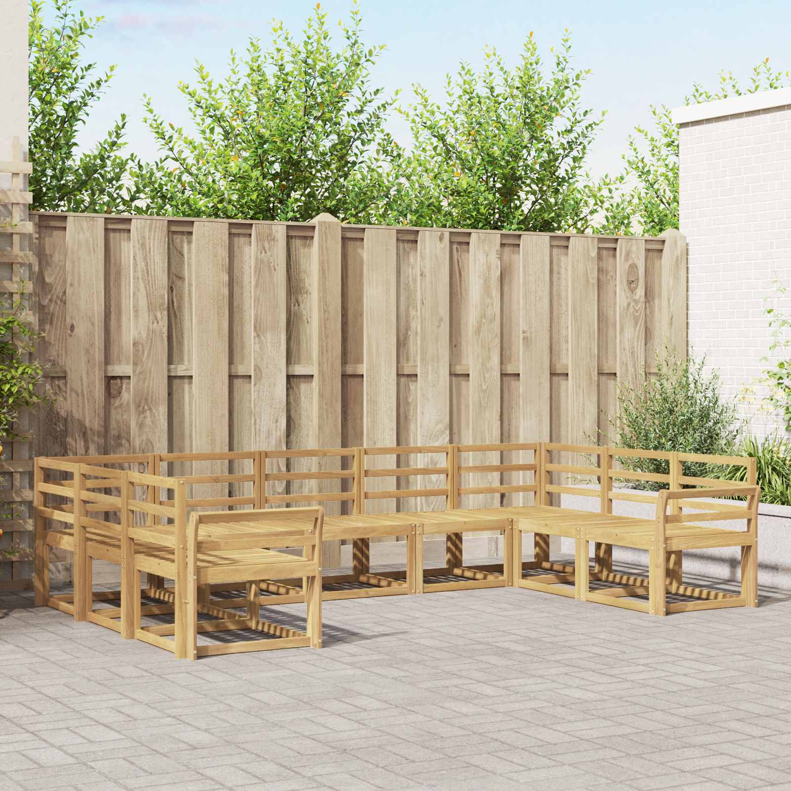vidaXL Buiten bankenset met kussen 9 pcs Natuurlijk en Crème