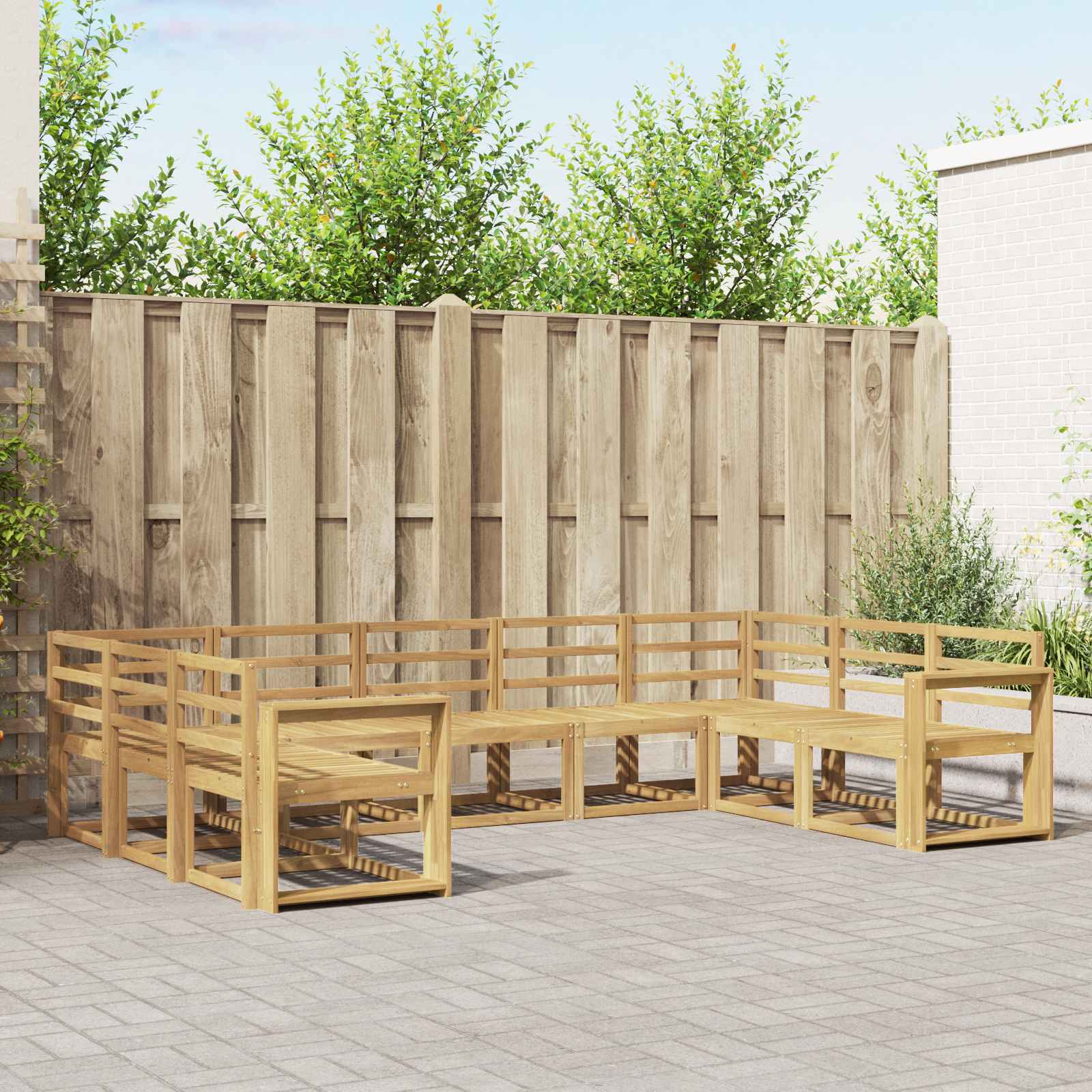 vidaXL Buiten bankenset met kussen 9 pcs Natuurlijk en Crème