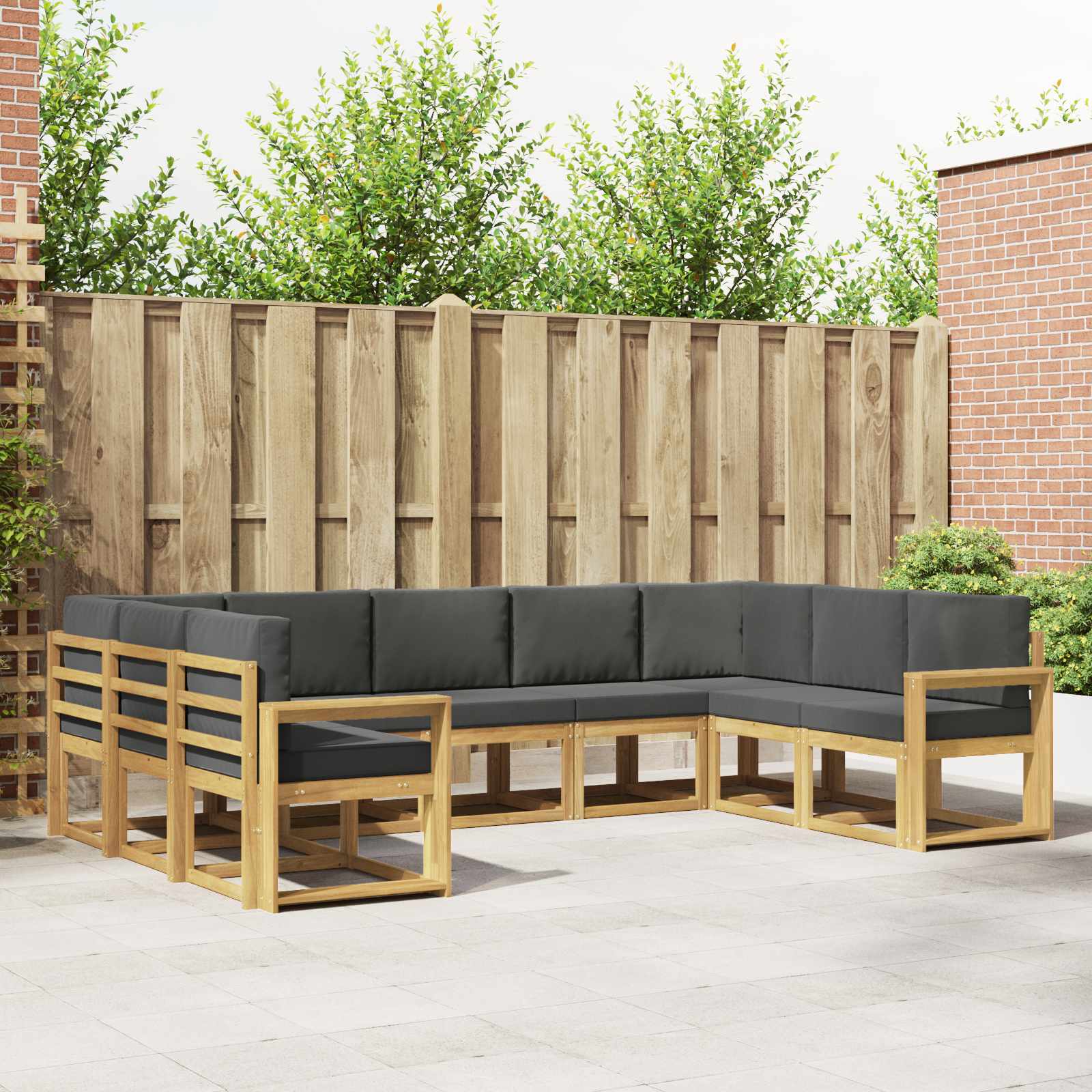 vidaXL Buiten bankenset met kussen 9 pcs Natuurlijk en Crème
