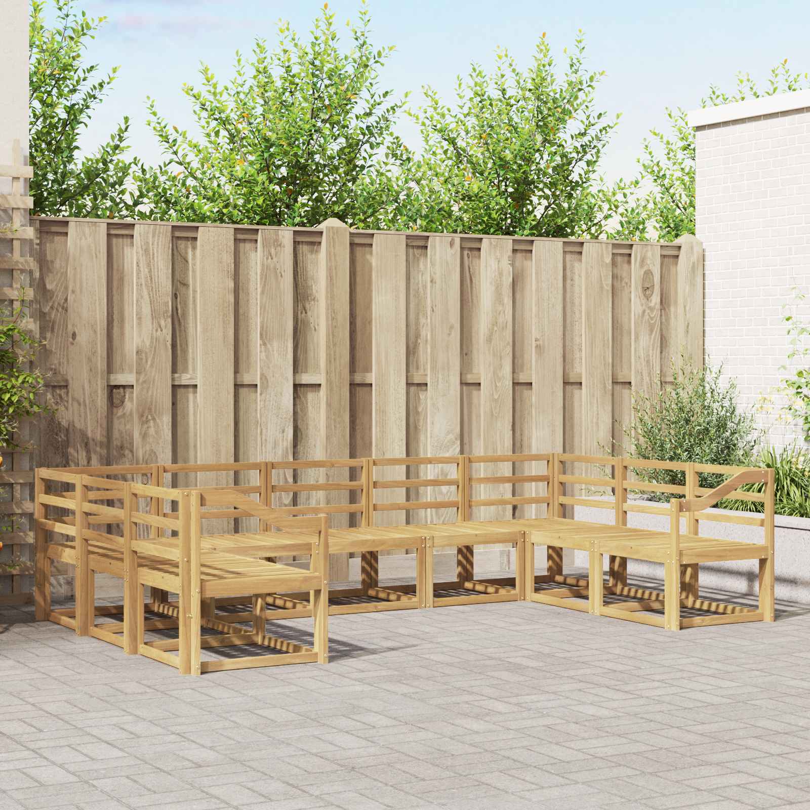 vidaXL Buiten bankenset met kussen 9 pcs Natuurlijk en Crème
