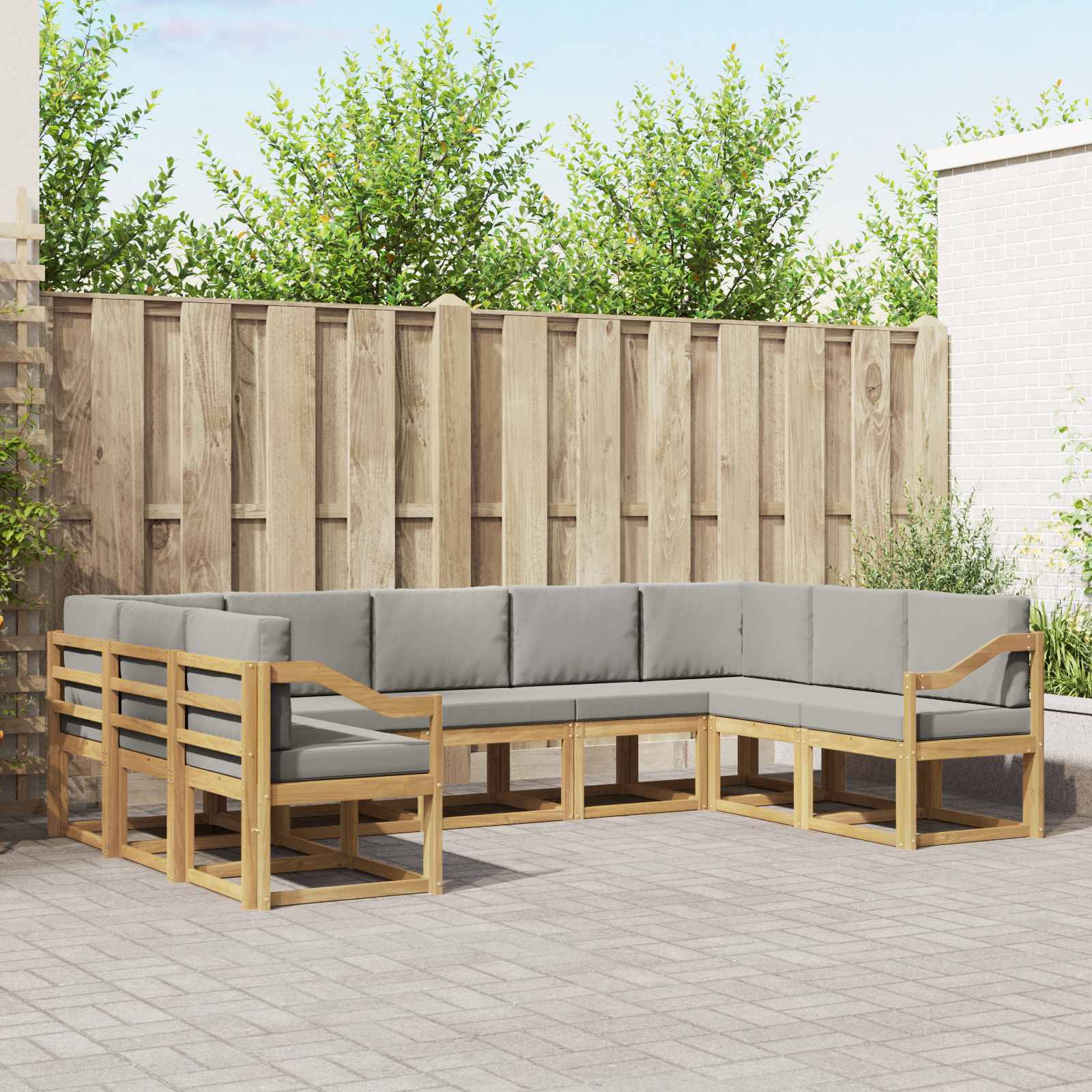 vidaXL Buiten bankenset met kussen 9 pcs Natuurlijk en Crème