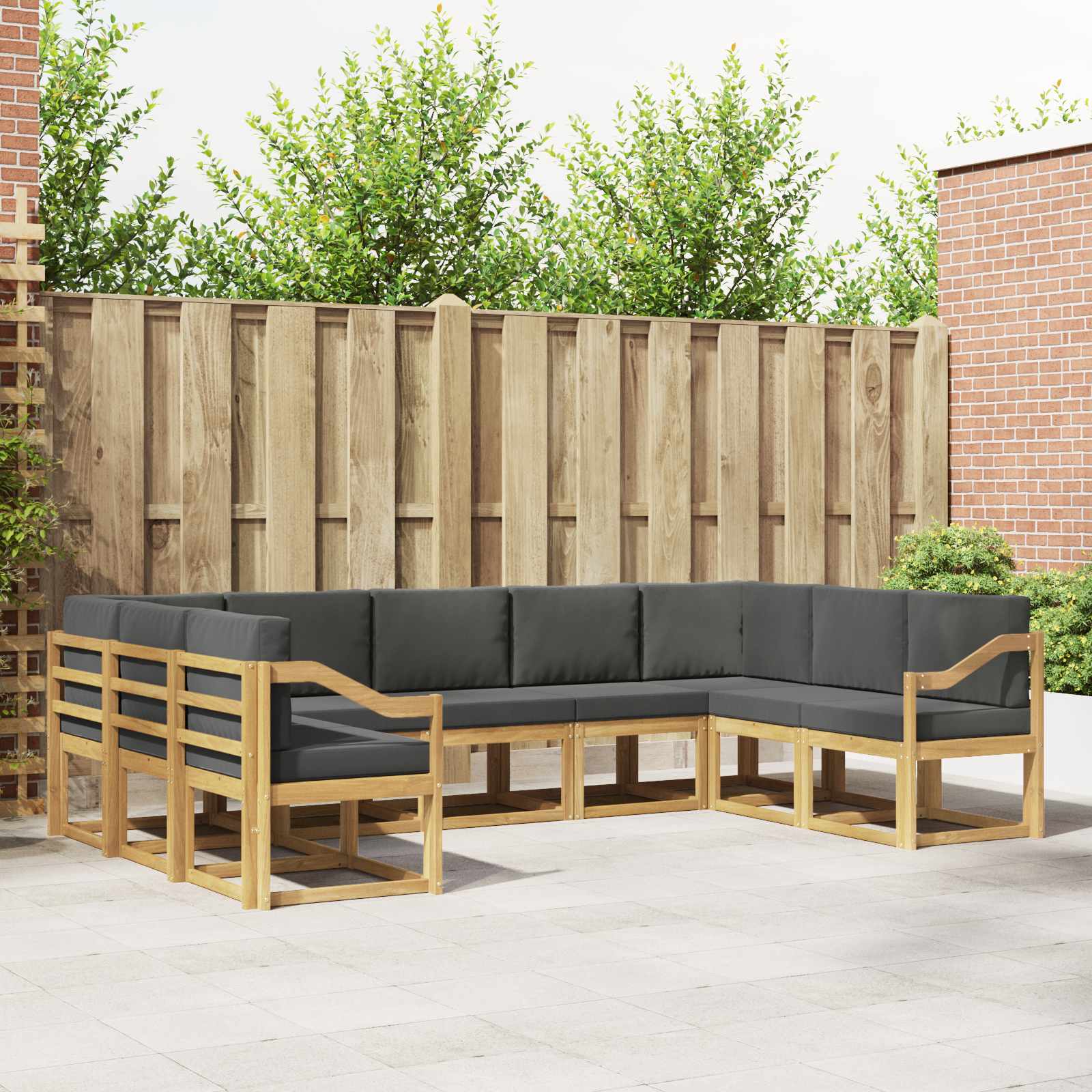 vidaXL Buiten bankenset met kussen 9 pcs Natuurlijk en Crème