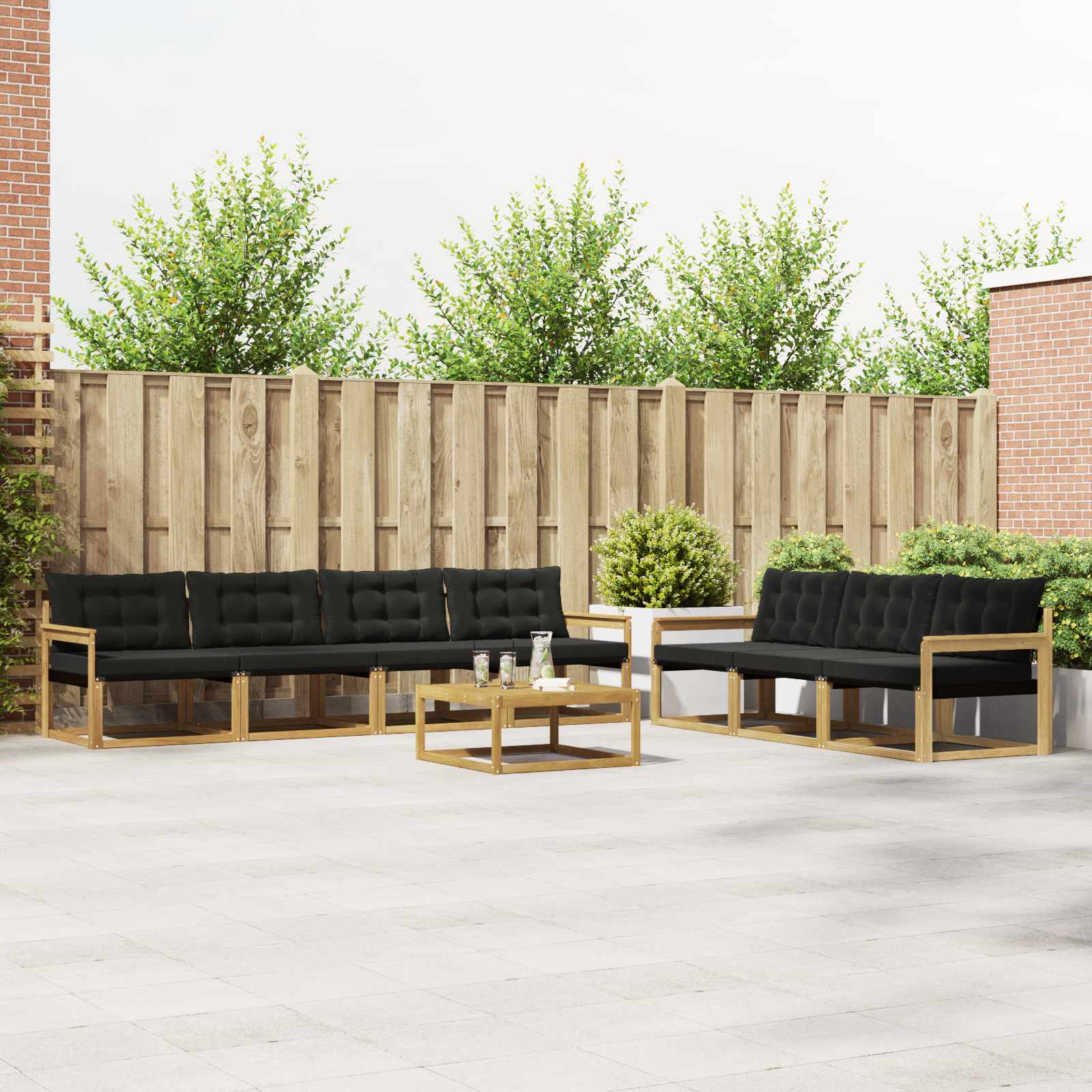 vidaXL Buiten bankenset met kussen 8 pcs Natuurlijk en Crème