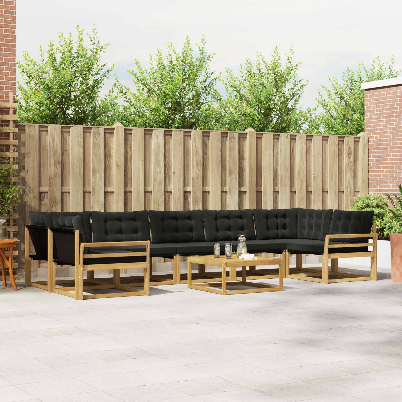 vidaXL Buiten bankenset met kussen 8 pcs Natuurlijk en Crème