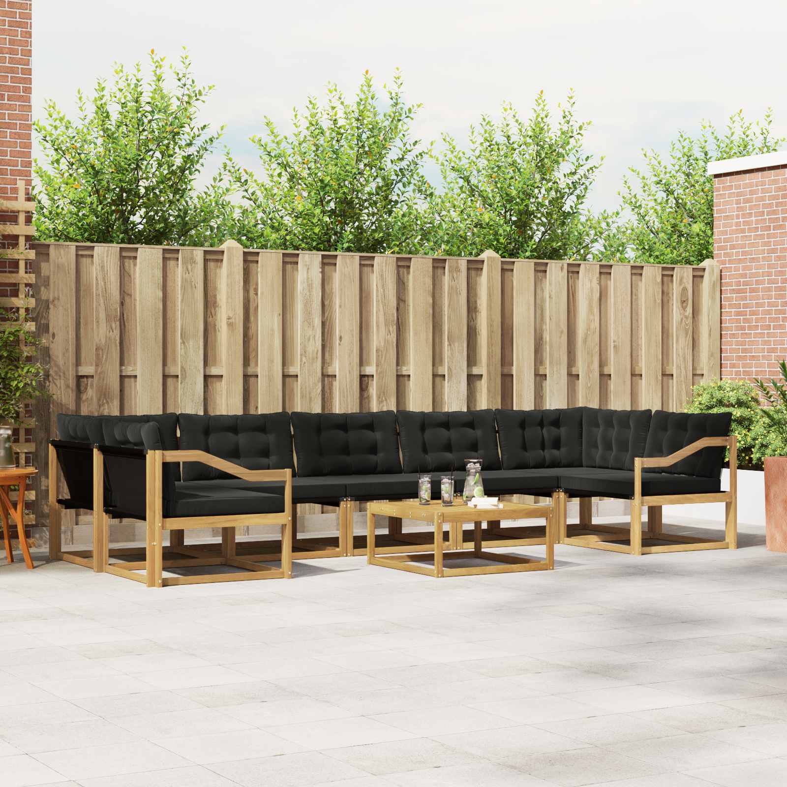 vidaXL Buiten bankenset met kussen 8 pcs Natuurlijk en Crème