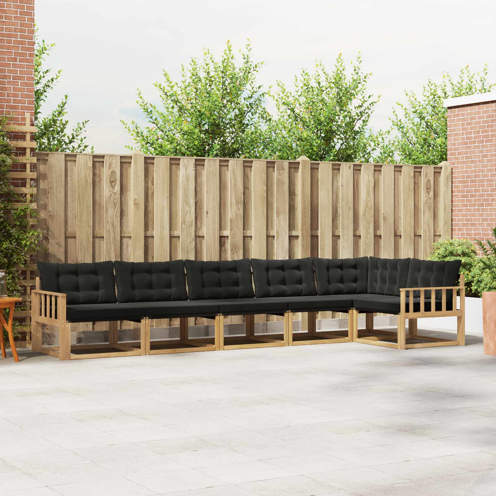 vidaXL Buiten bankenset met kussen 6 pcs Natuurlijk en Crème
