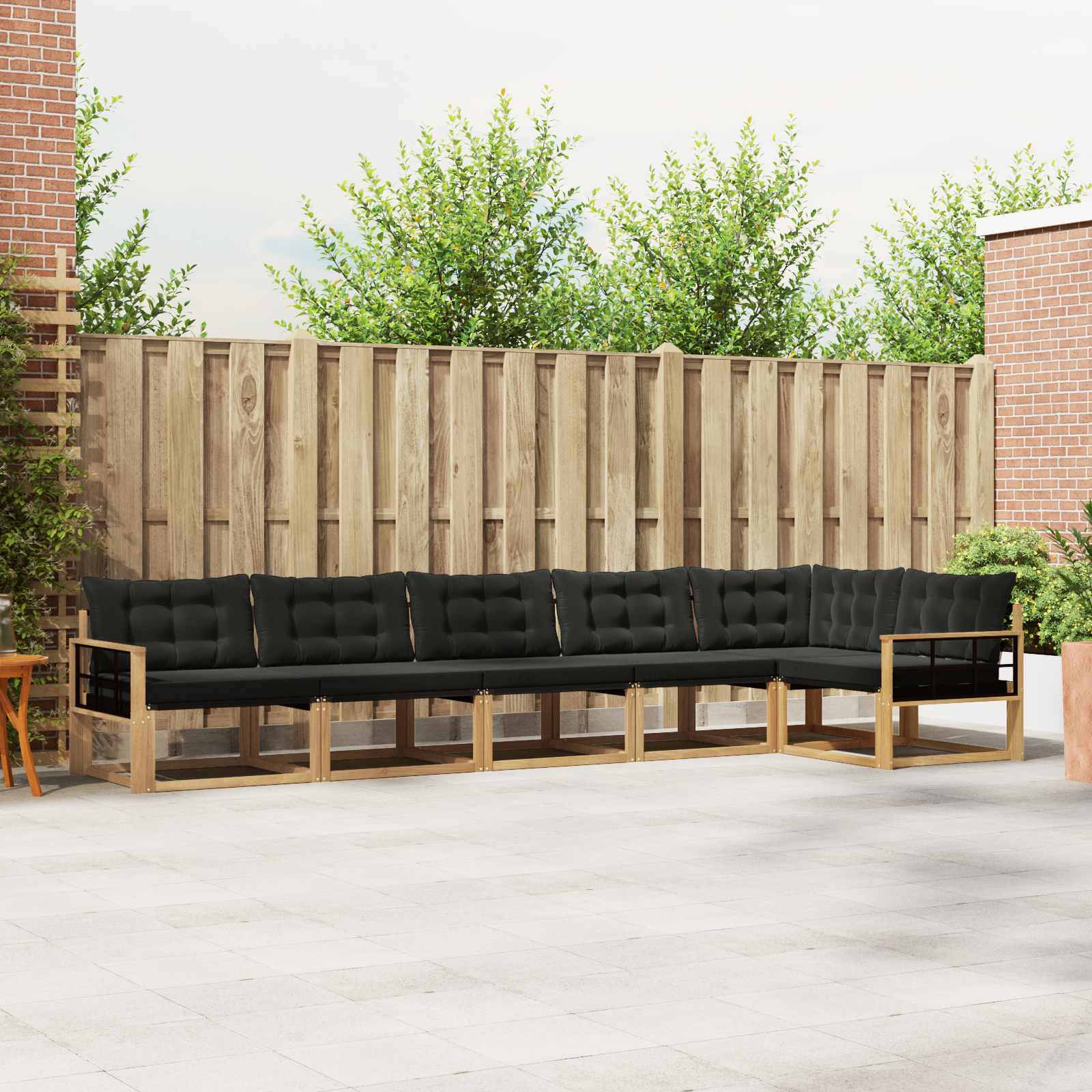 vidaXL Buiten bankenset met kussen 6 pcs Natuurlijk en Crème