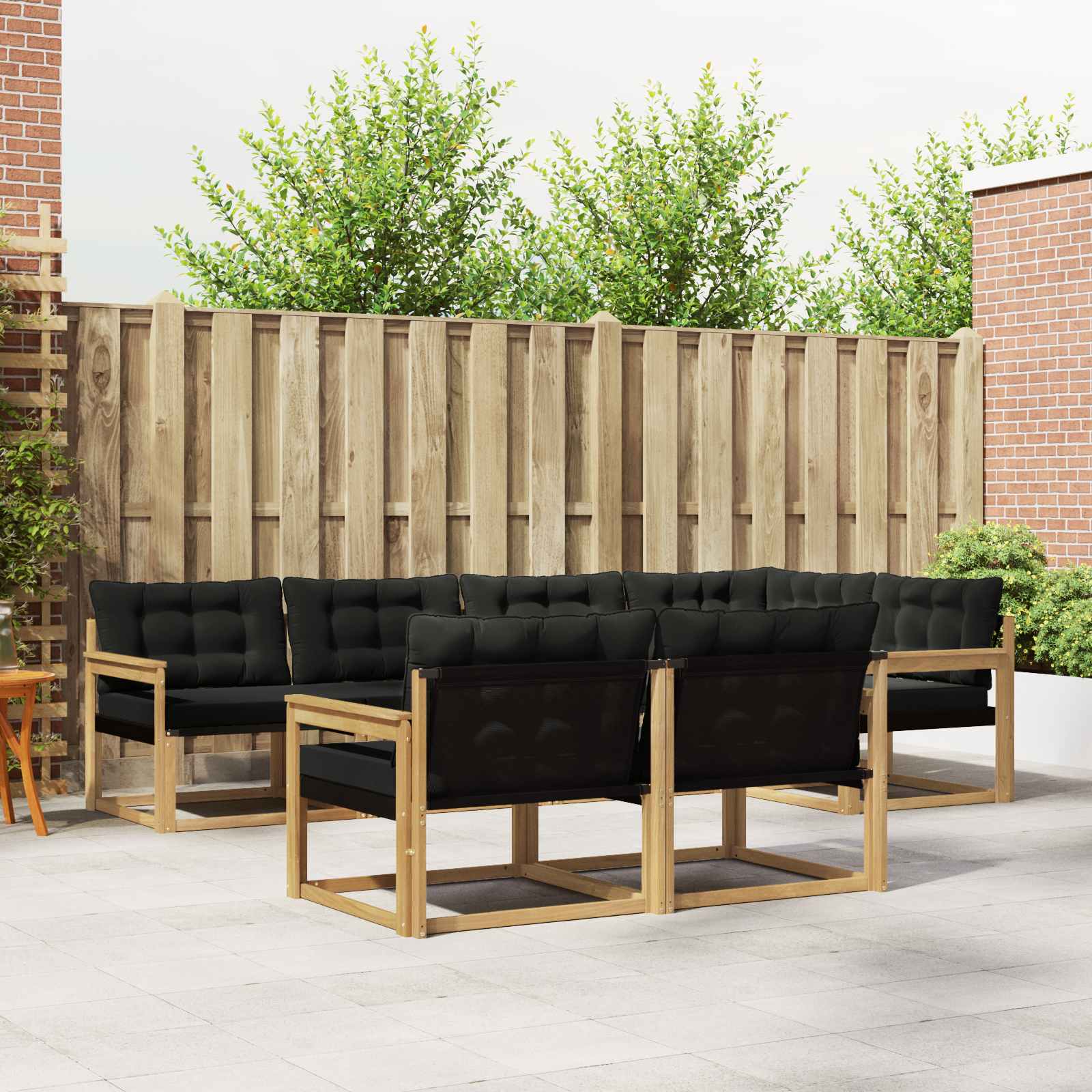 vidaXL Buiten bankenset met kussen 7 pcs Natuurlijk en Crème