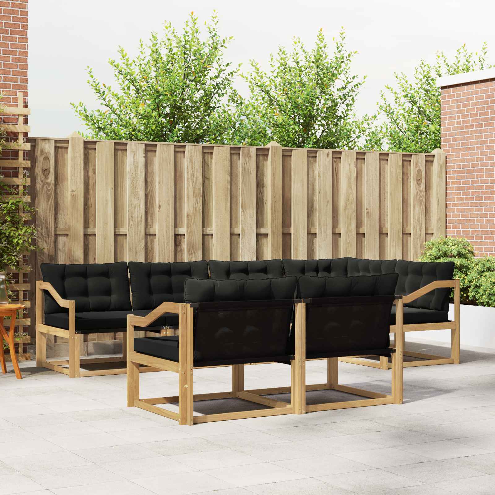 vidaXL Buiten bankenset met kussen 7 pcs Natuurlijk en Crème