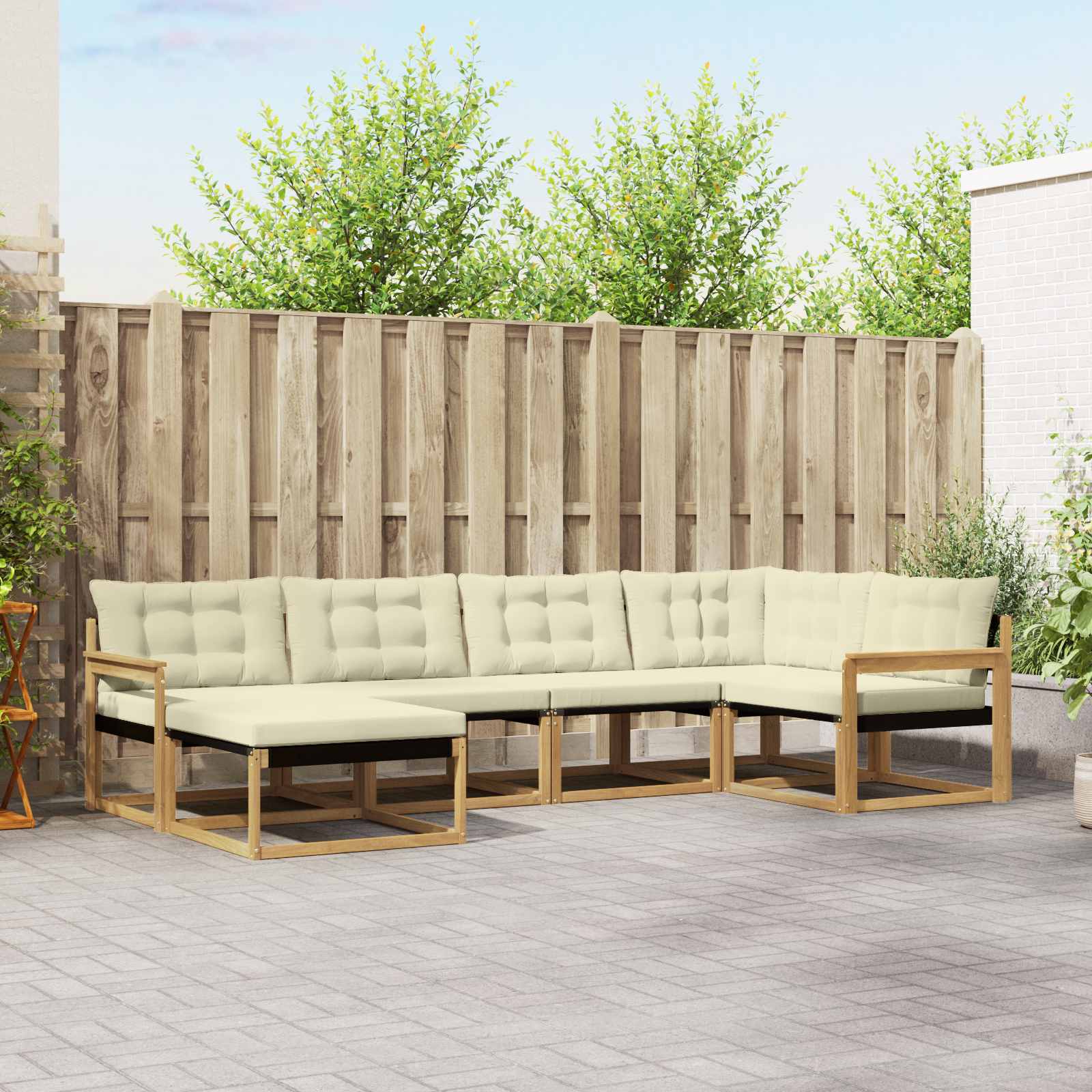 vidaXL Buiten bankenset 18 pcs Natuurlijk en Crème Massief Acaciahout