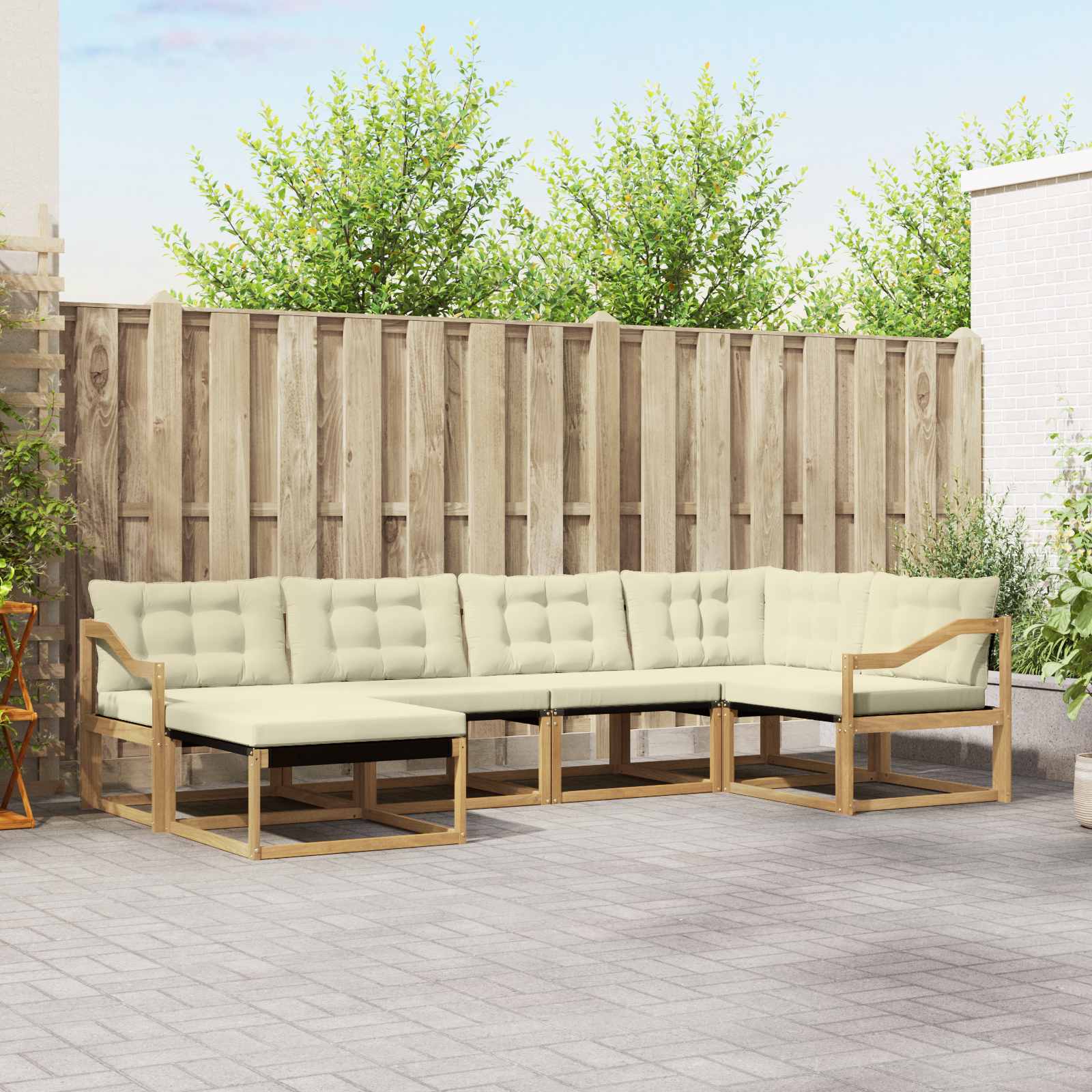 vidaXL Buiten bankenset 18 pcs Natuurlijk en Crème Massief Acaciahout
