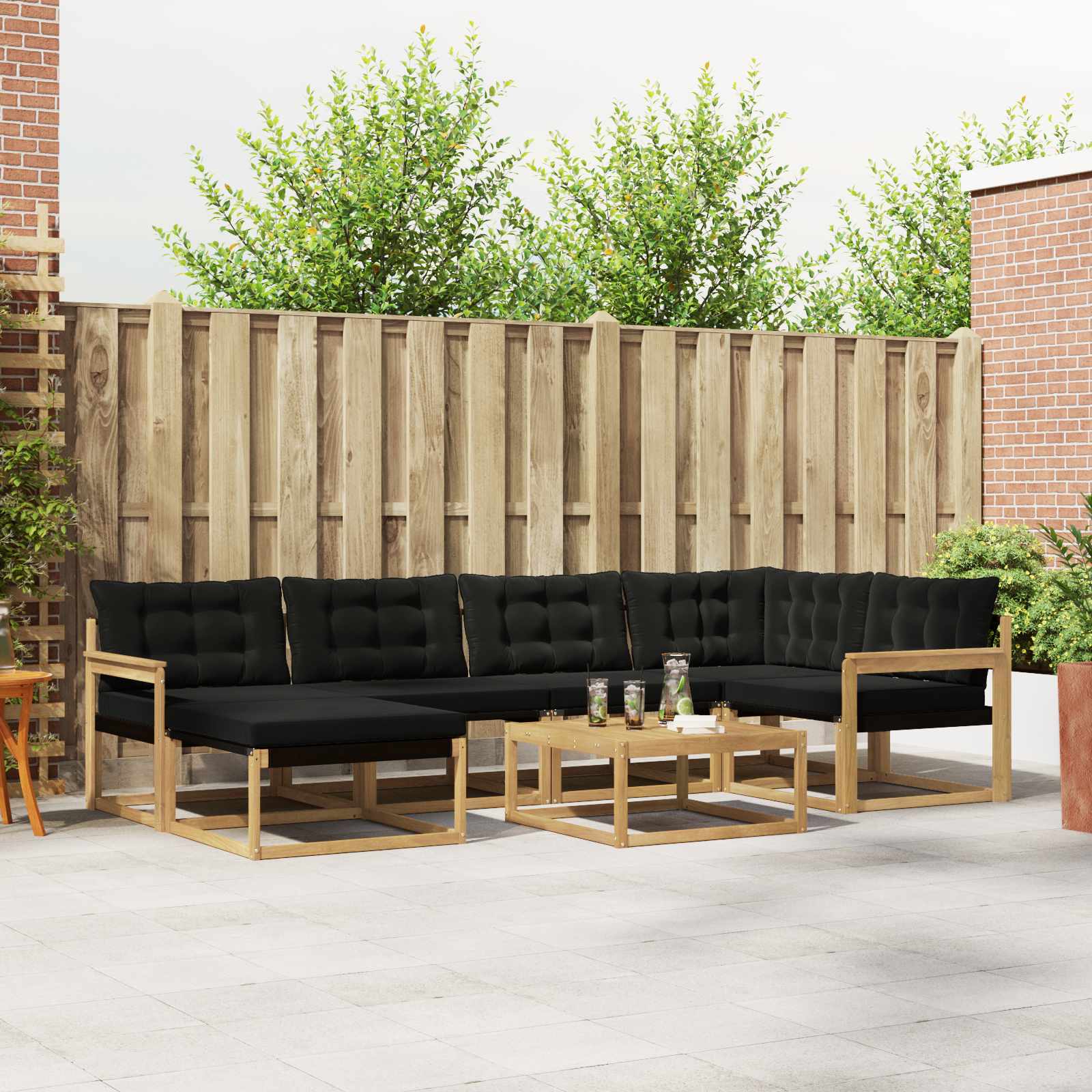 vidaXL Buiten bankenset 19 pcs Natuurlijk en Crème Massief Acaciahout
