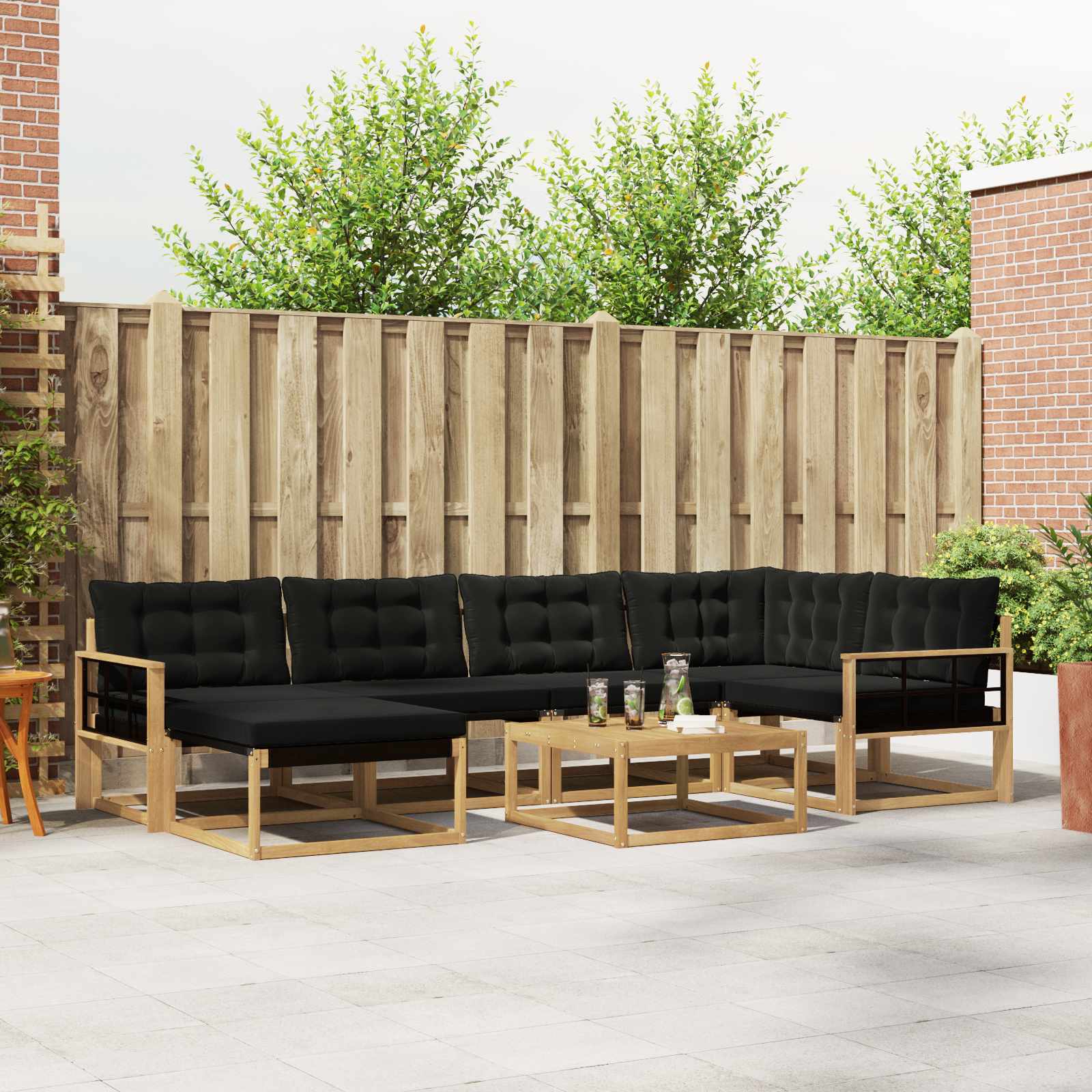 vidaXL Buiten bankenset 19 pcs Natuurlijk en Crème Massief Acaciahout