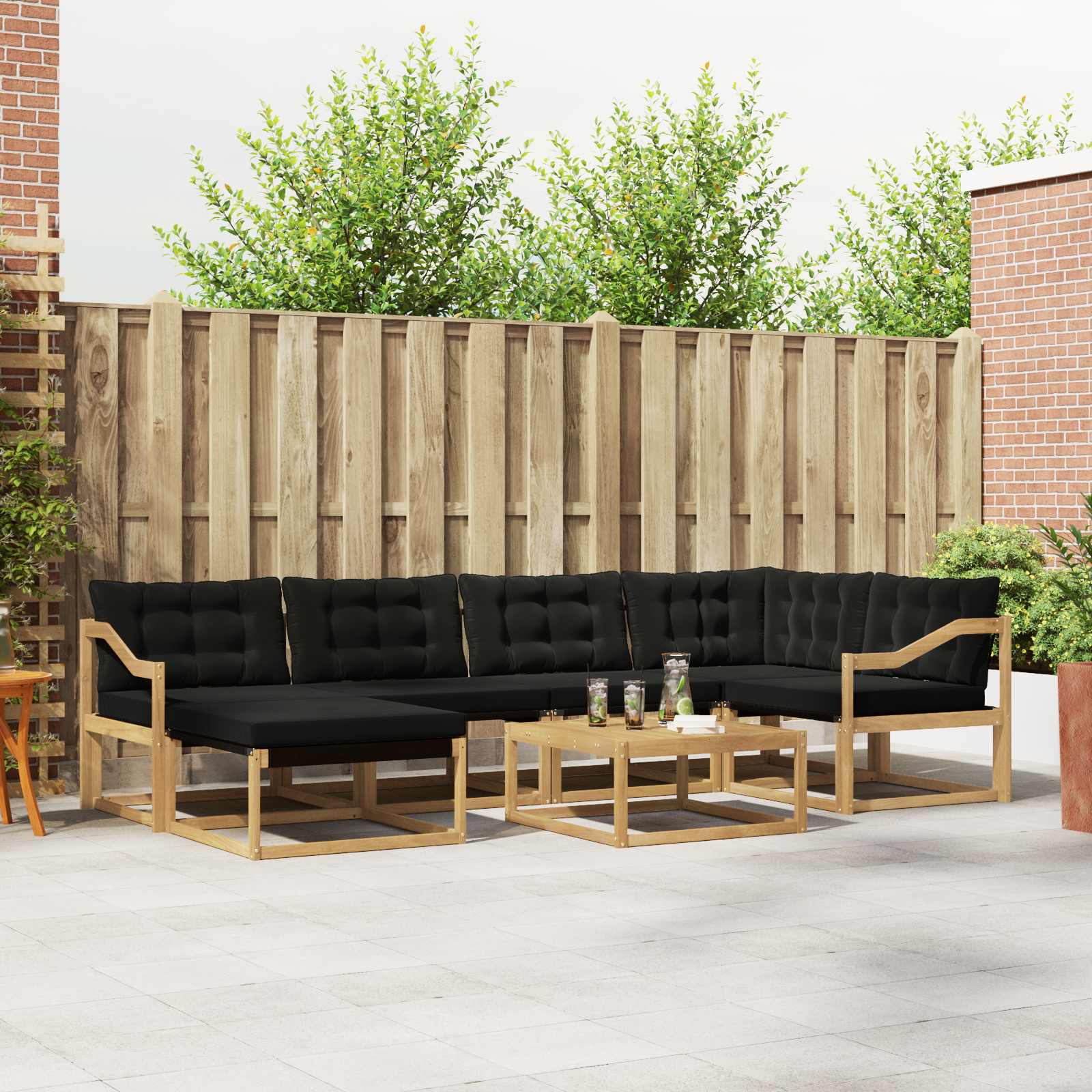 vidaXL Buiten bankenset 19 pcs Natuurlijk en Crème Massief Acaciahout