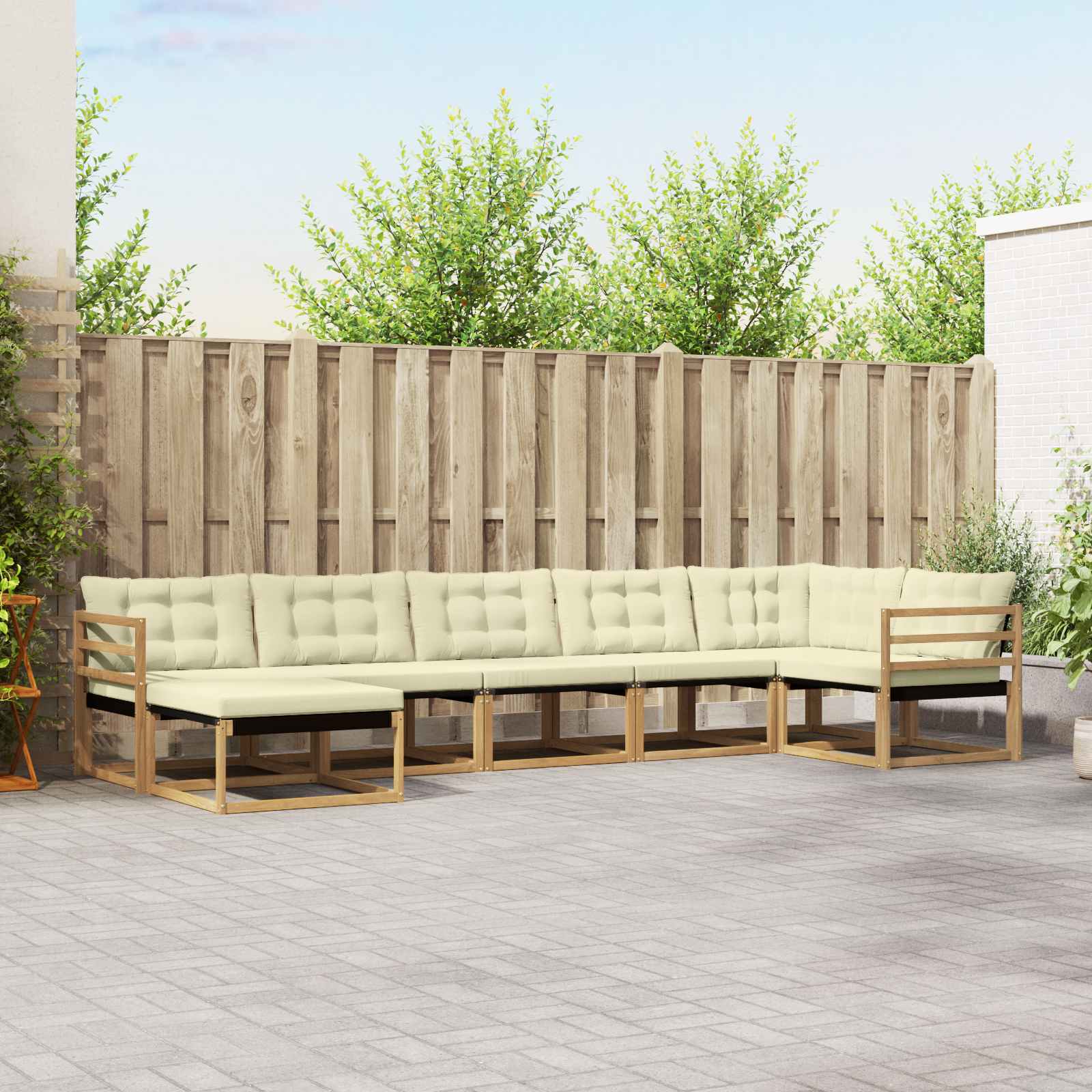 vidaXL Buiten bankenset 21 pcs Natuurlijk en Crème Massief Acaciahout