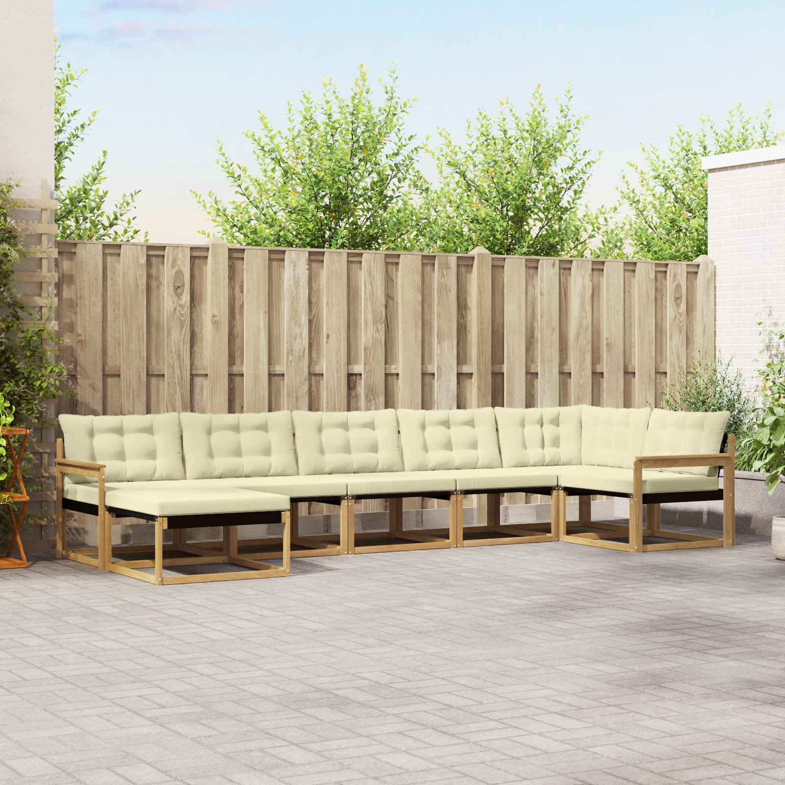 vidaXL Buiten bankenset 21 pcs Natuurlijk en Crème Massief Acaciahout