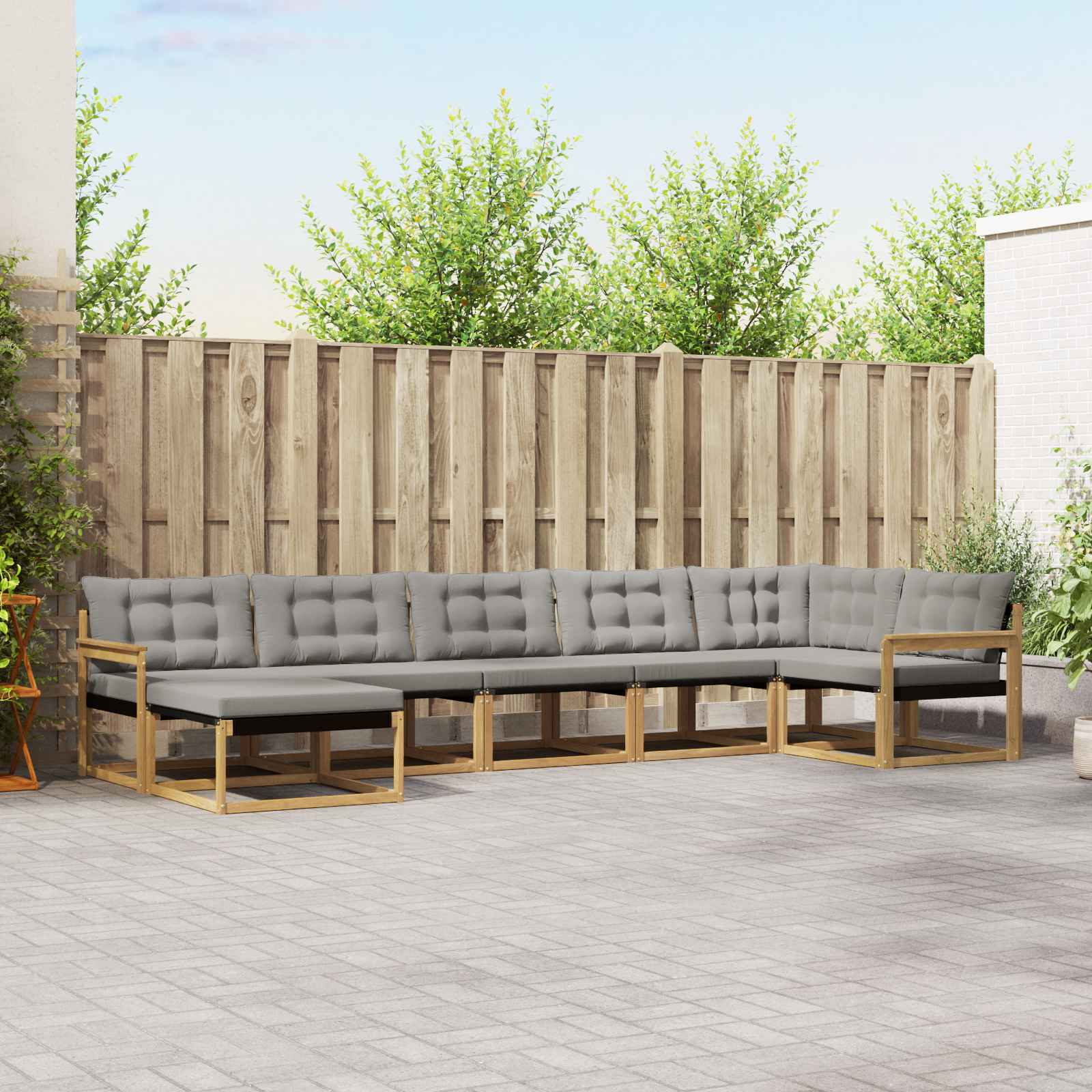 vidaXL Buiten bankenset 21 pcs Natuurlijk en Crème Massief Acaciahout