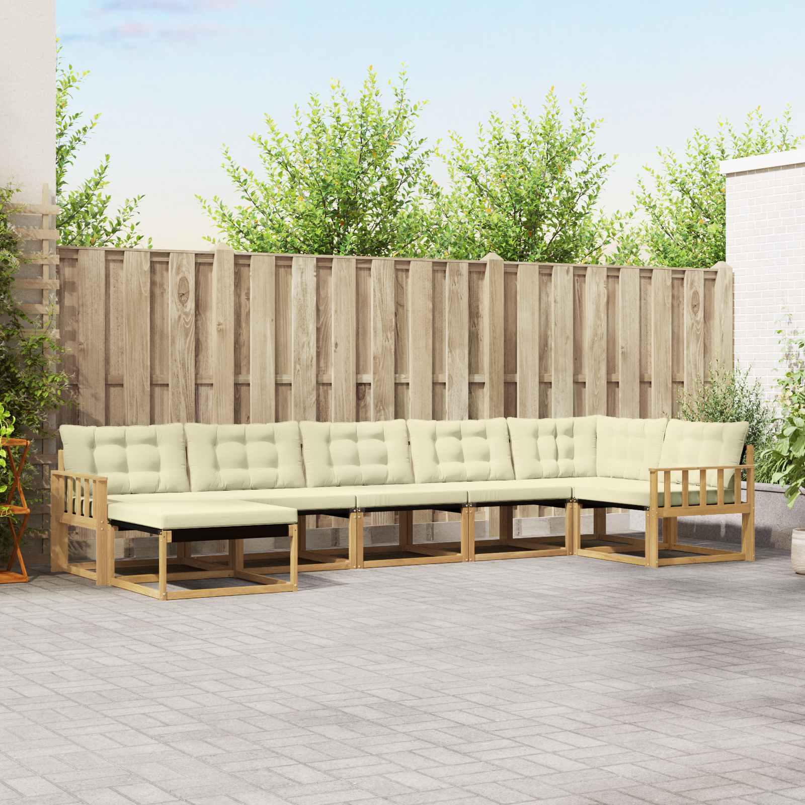 vidaXL Buiten bankenset 21 pcs Natuurlijk en Crème Massief Acaciahout