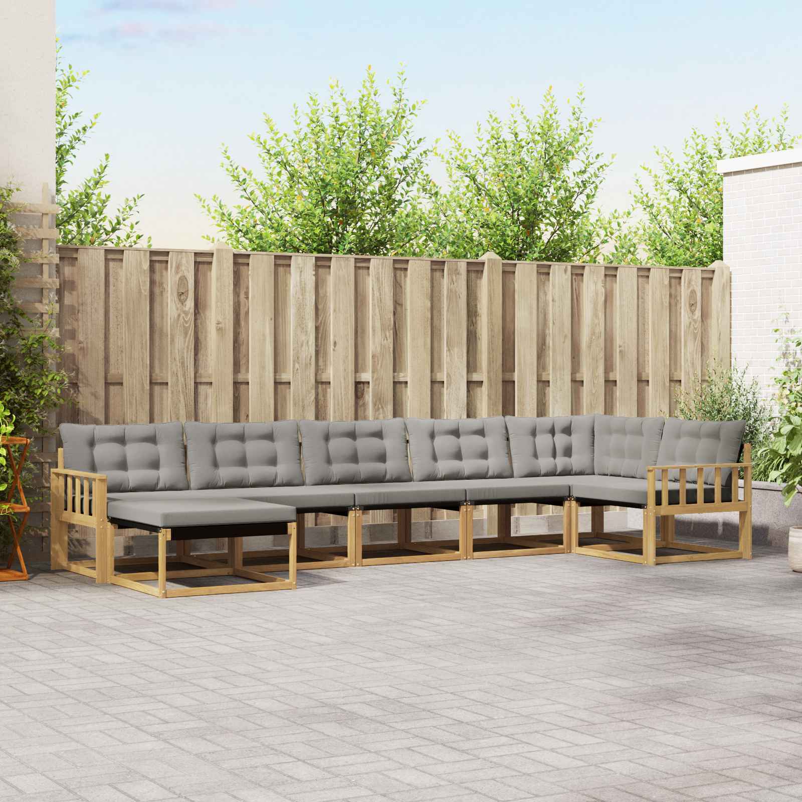 vidaXL Buiten bankenset 21 pcs Natuurlijk en Crème Massief Acaciahout