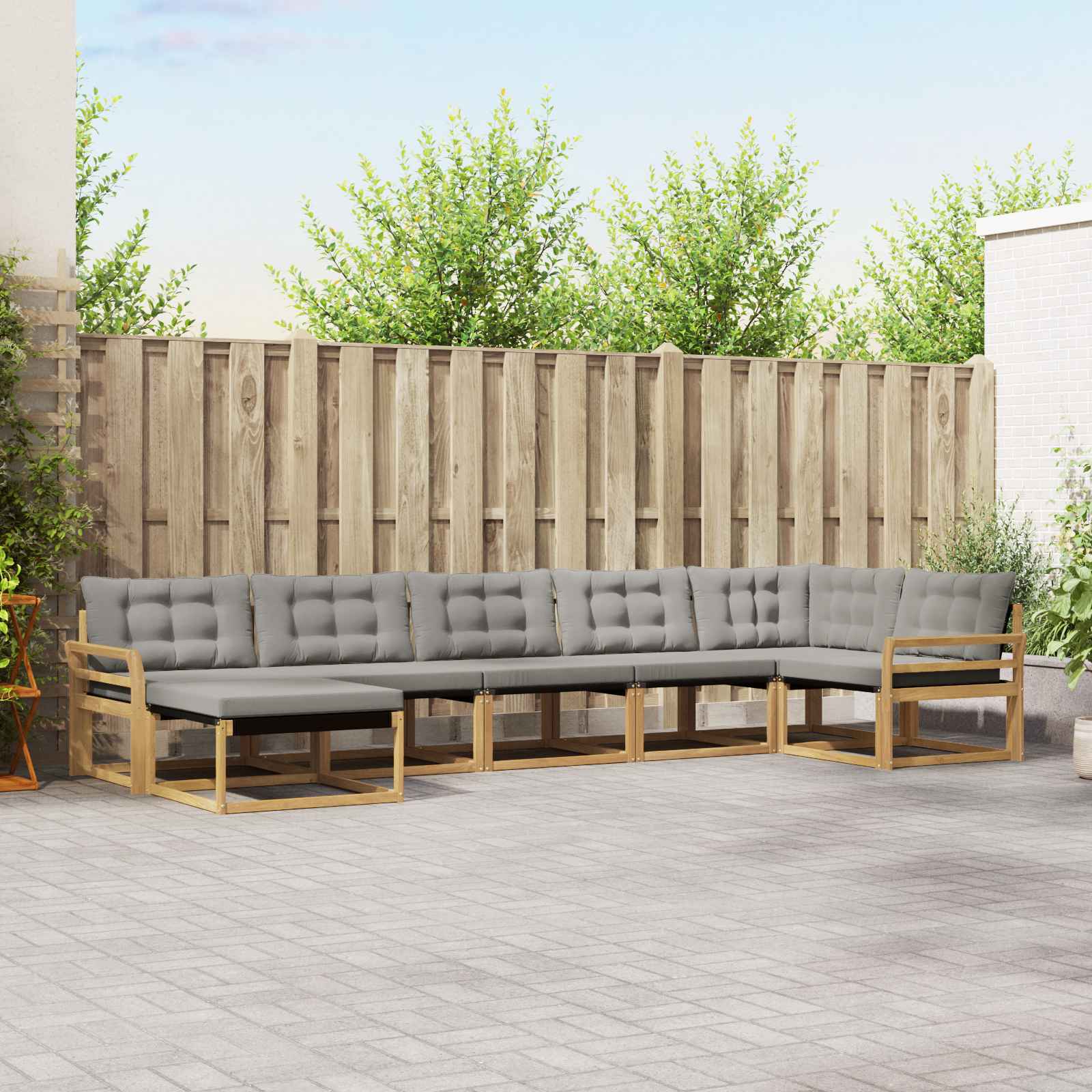 vidaXL Buiten bankenset 21 pcs Natuurlijk en Crème Massief Acaciahout