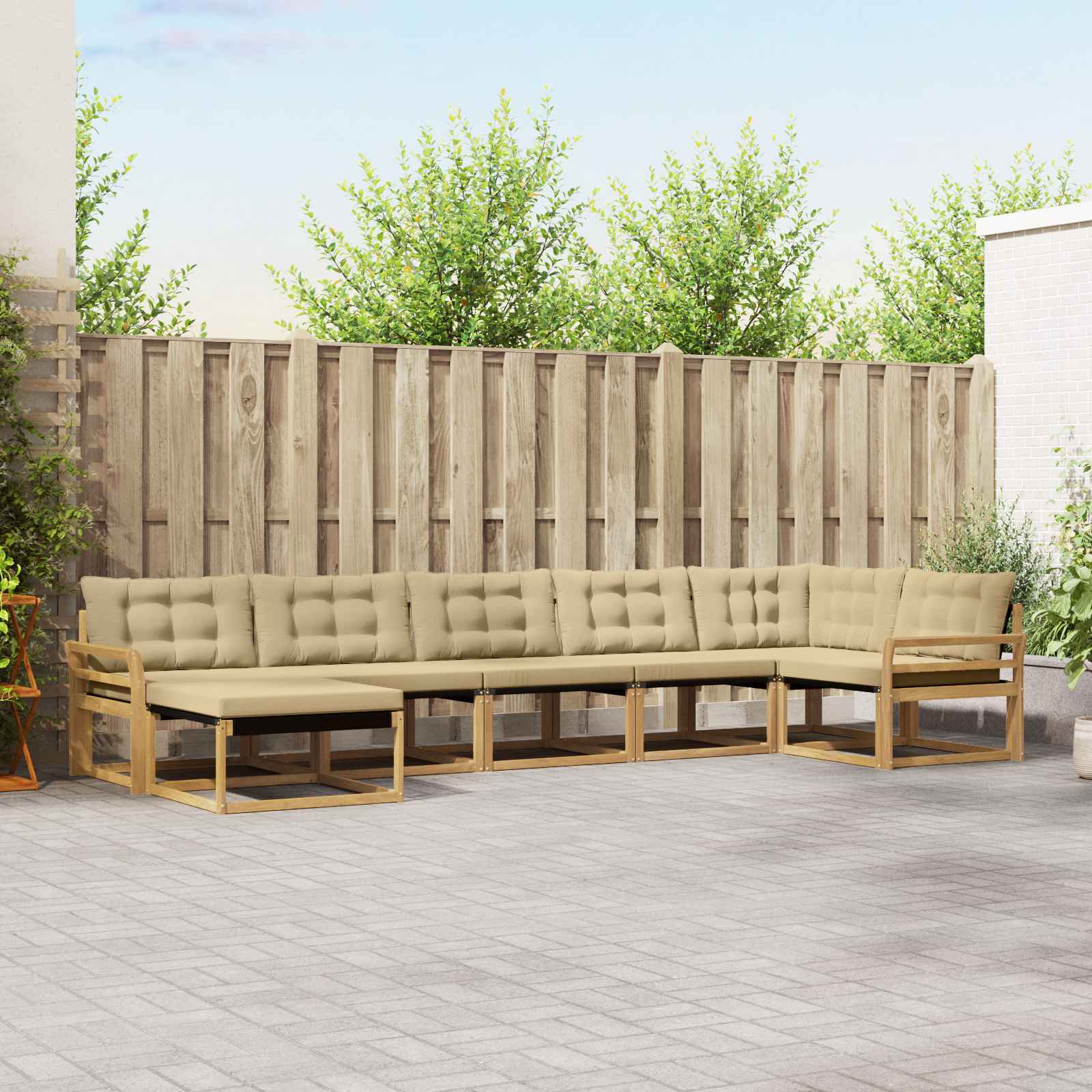 vidaXL Buiten bankenset 21 pcs Natuurlijk en Crème Massief Acaciahout