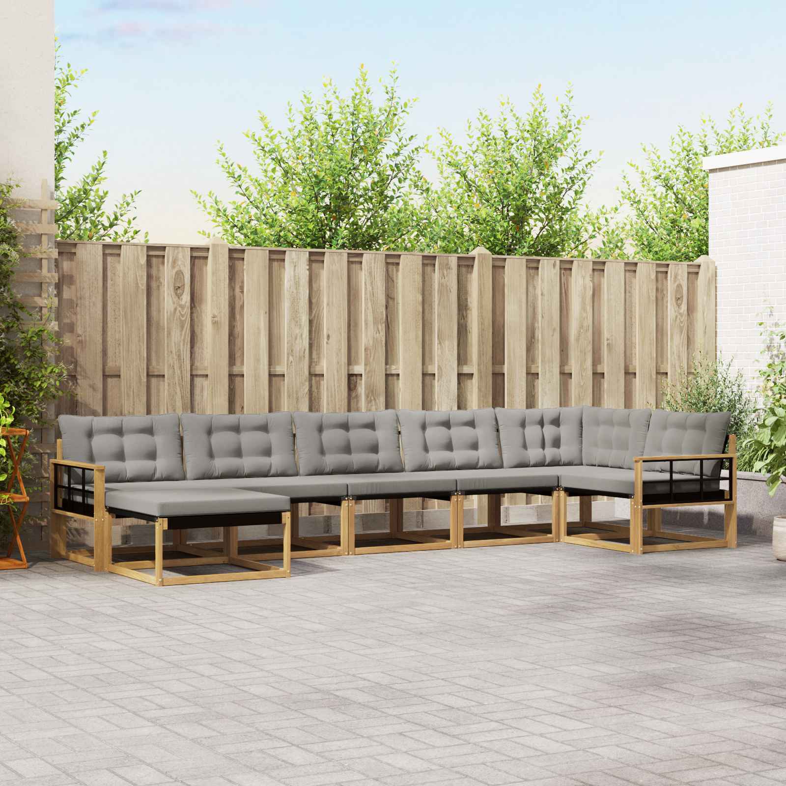 vidaXL Buiten bankenset 21 pcs Natuurlijk en Crème Massief Acaciahout